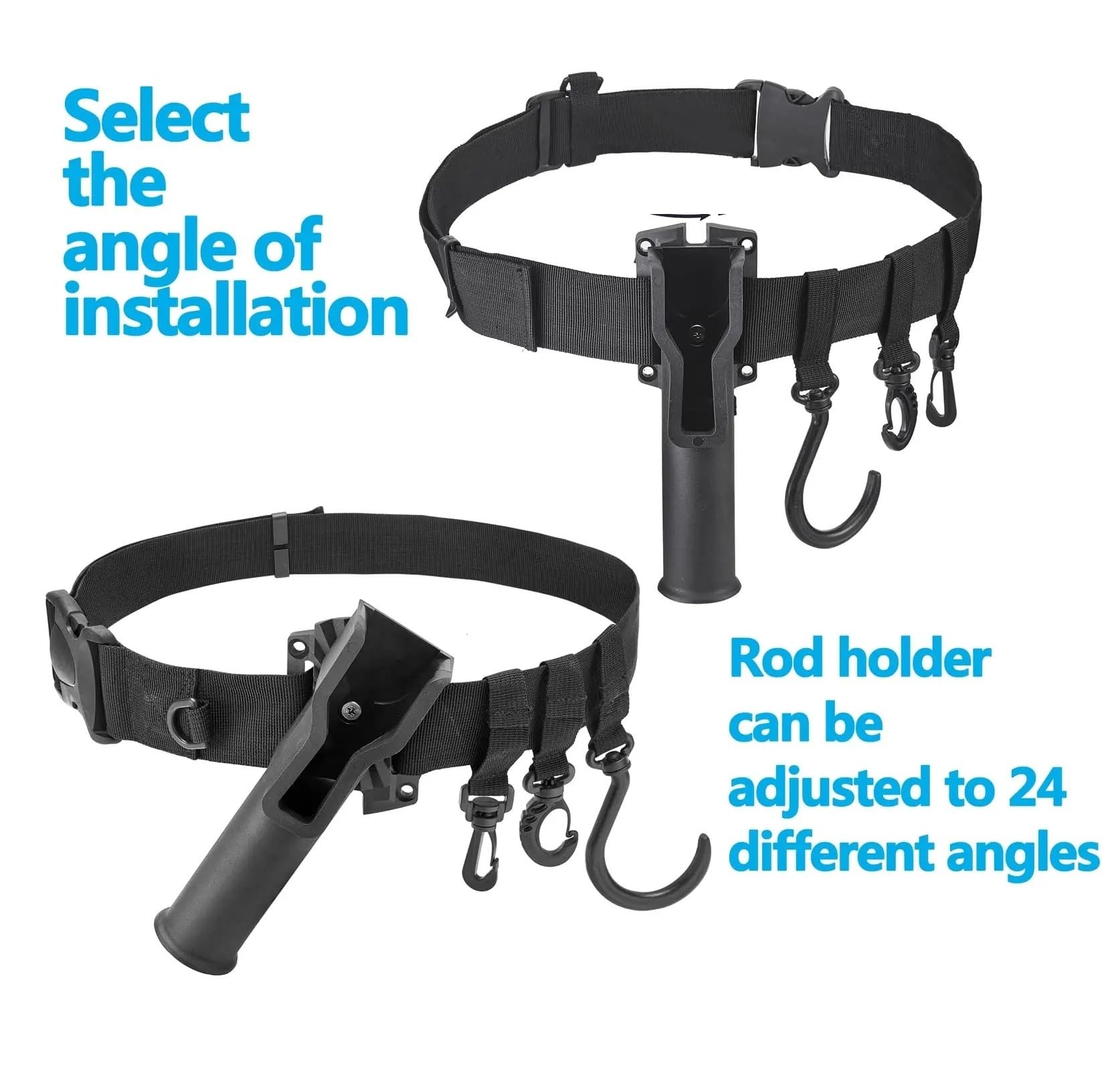Angelrutenholster, Angelrutenhalter for den Hüftgurt, Verstellbarer Stangeneinführer for Spinnangeln mit Casting-Rolle im Freien