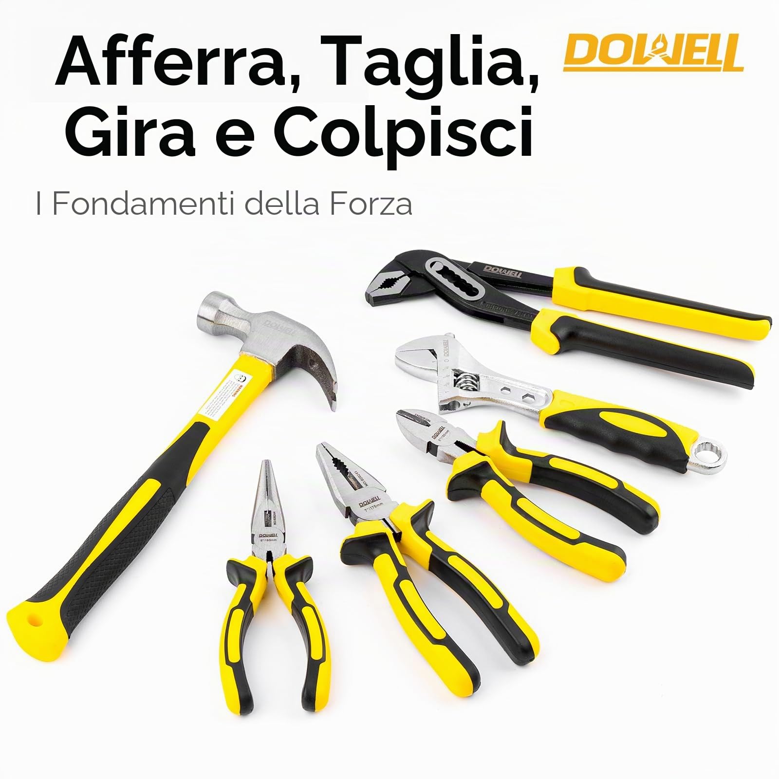 DOWELL Set di attrezzi Kit attrezzi 62 pezzi Set di strumenti per il proprietario di casa Chiave inglese Pinze Set di cacciaviti Kit di strumenti di riparazione