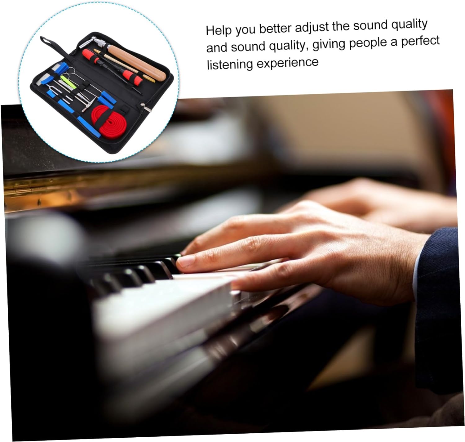 Abaodam Complete Piano Tuning Tools 16 Pieces Fork Hammer Mute Tuning Accessories Temperament Strip