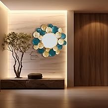 Decor Wishes Traditional Plates Mirror Iron Decorative Mirror Wall Mounted Hanging Mirror Sculpture Metal Golden Rose Design Modern Art Mirror for Home Decor
