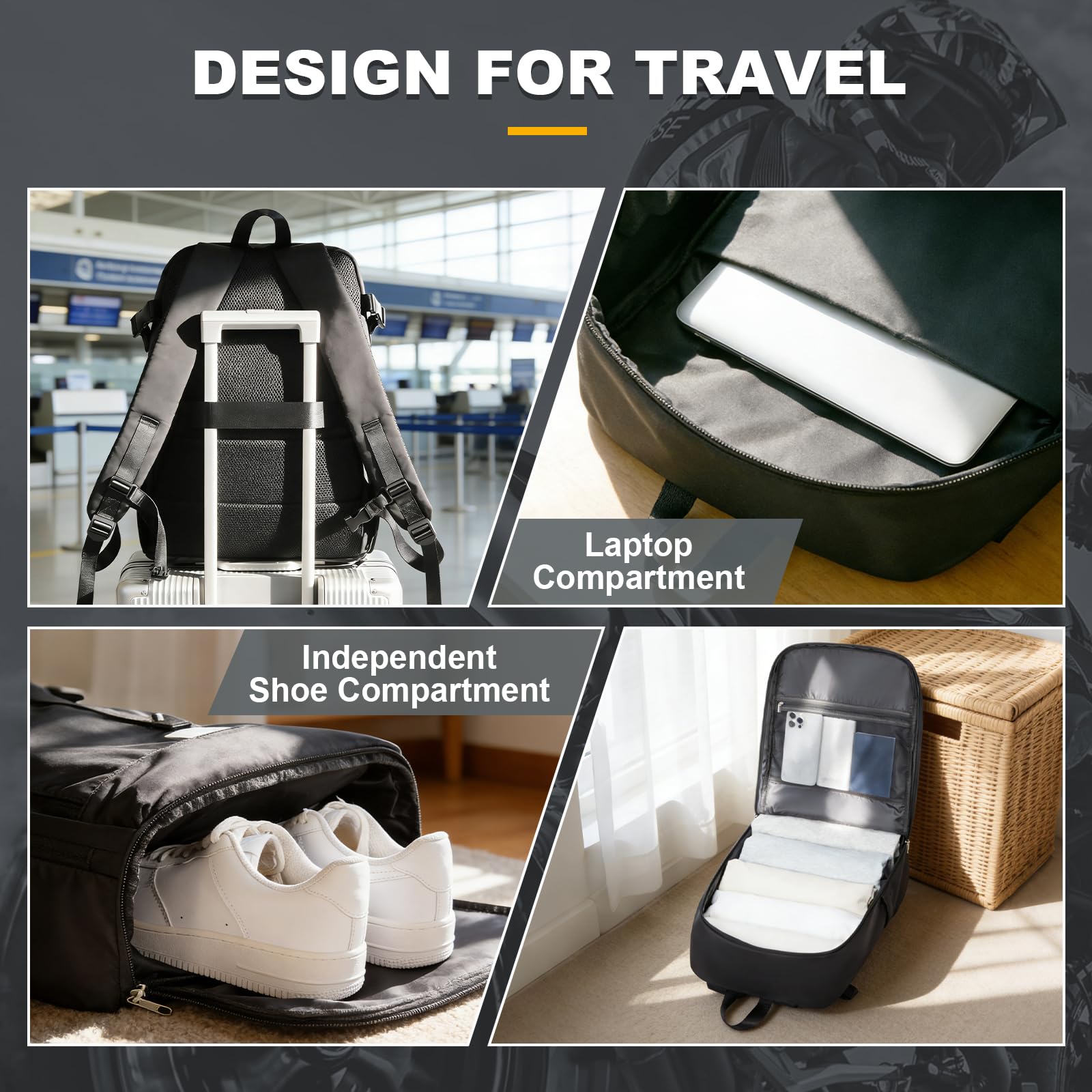 Mochila Moto Hombre Mujer Mochilas para Moto Impermeable Mochila de Baloncesto con Zapatillero Mochilas de Motocicleta Viaje para Laptop Viaje Bolsa Casco Gran Capacidad,Negro