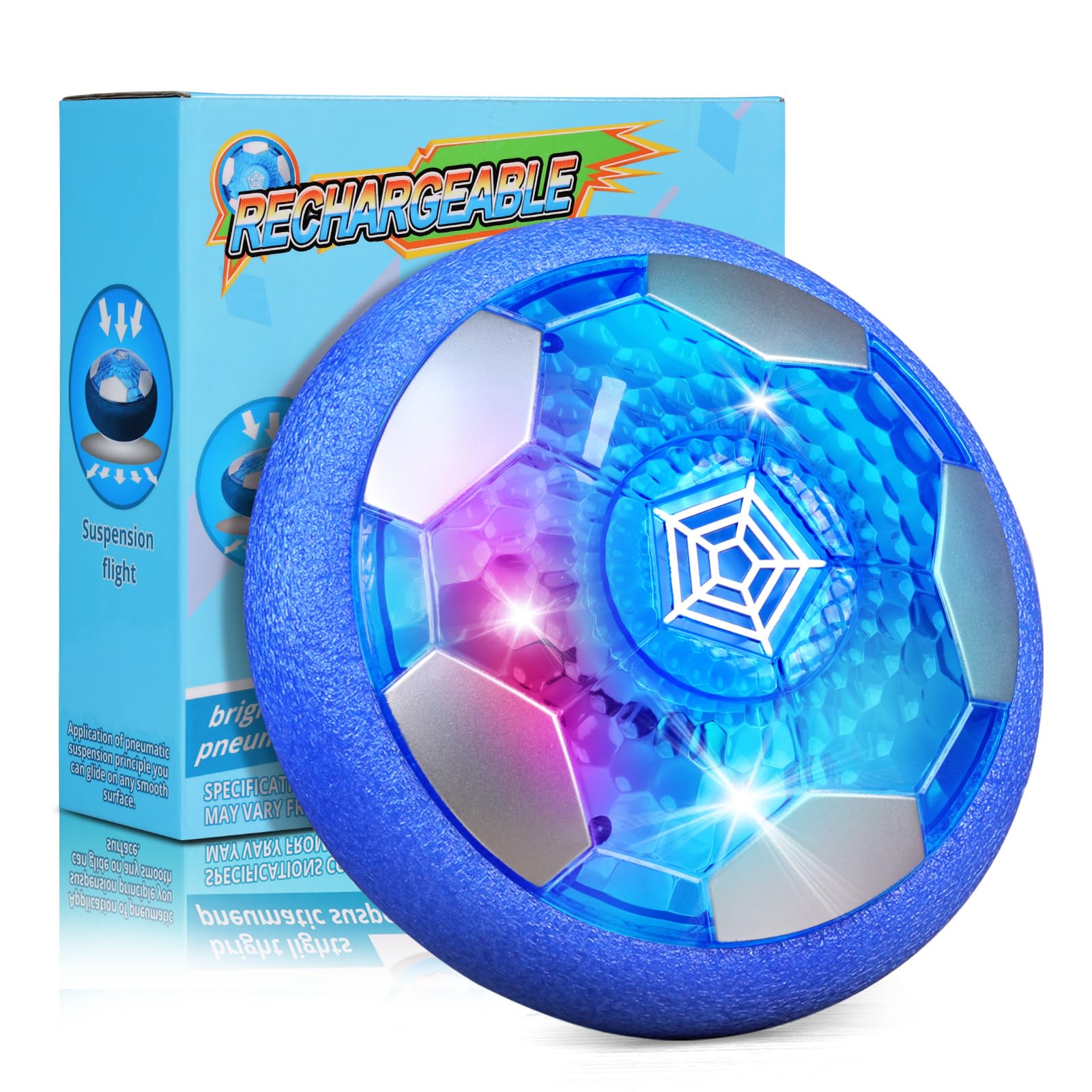 OMWay Boys Toys, Hover Football Gifts for Kids, Rechargable LED Air Power Football with Foam Bumper, Indoor Ball Games, Birthday Easter Gifts for Boys Kids 3-12 Year Old โ image 1