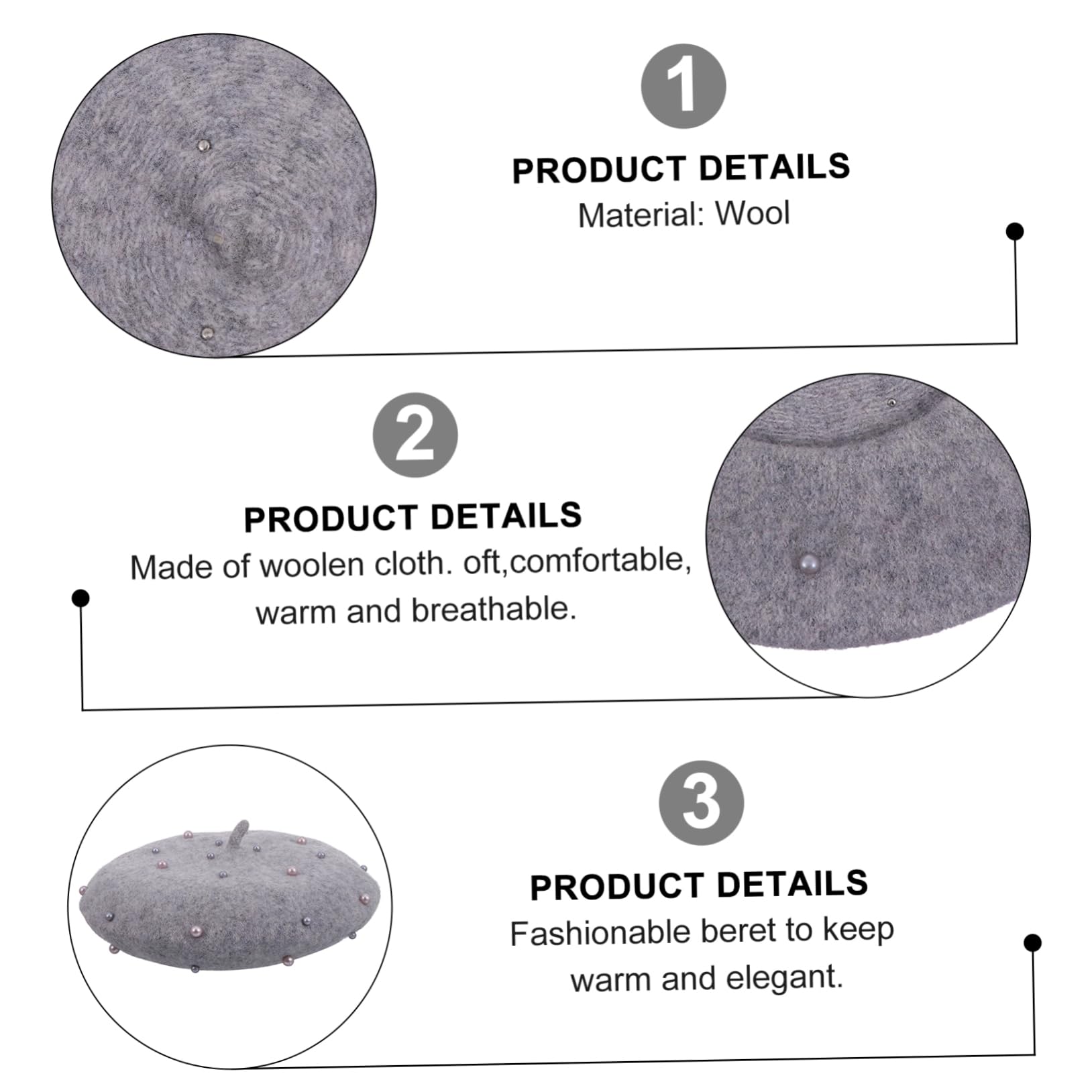 BESPORTBLE Girl's Casual Hat Children's Lightweight Beret Cap Versatile for Travel Beach and Daily Activities Grey