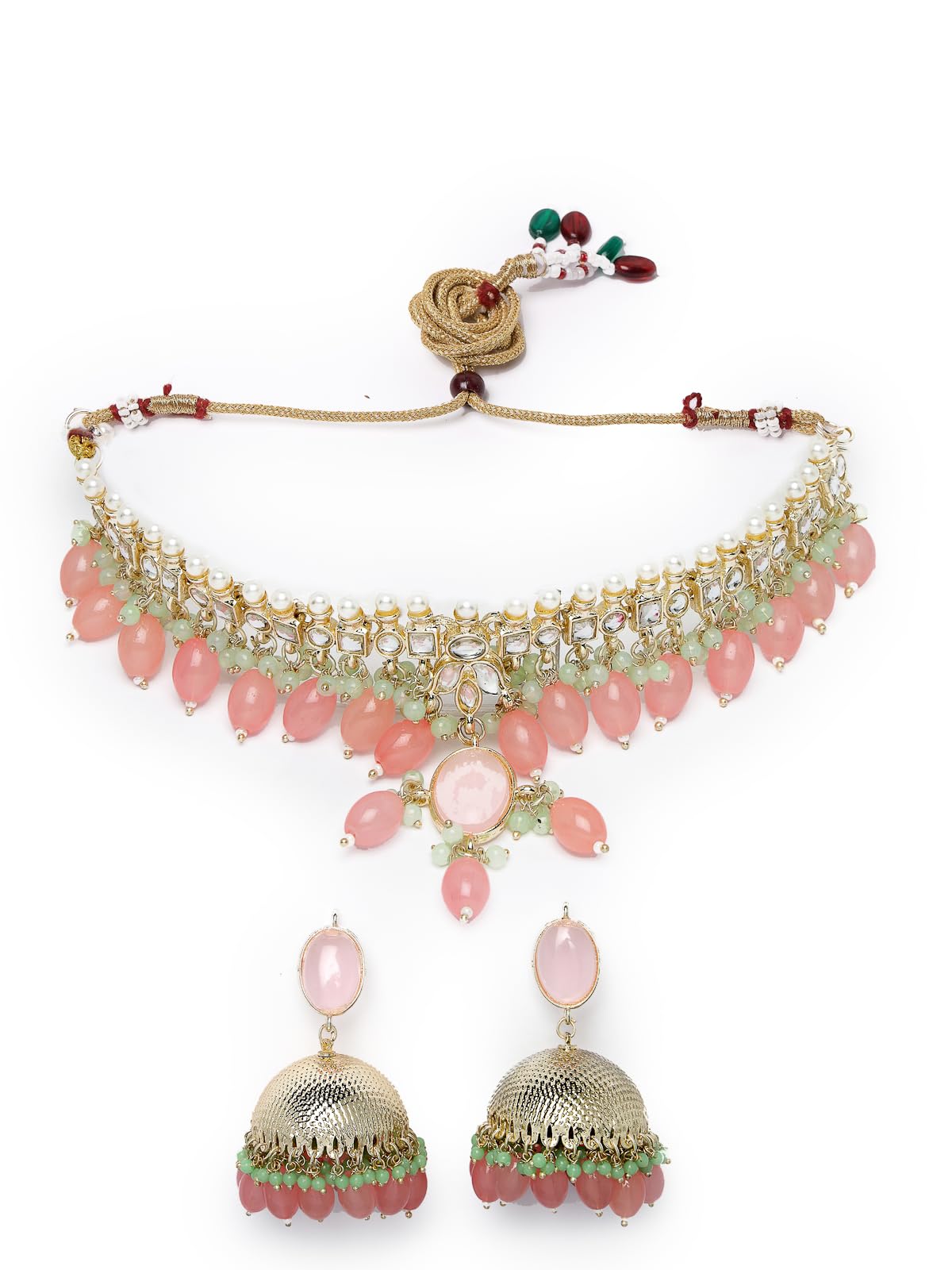 Studio Sukkhi Graceful Gold Plated With Kundan Studded Collar Bone Pink Necklace Set With Jhumka/Jhumki Earrings | Jewellery Set For Women And Girls (NS105835) (B0CPLXBK4V) Amazon Price History, Amazon Price Tracker