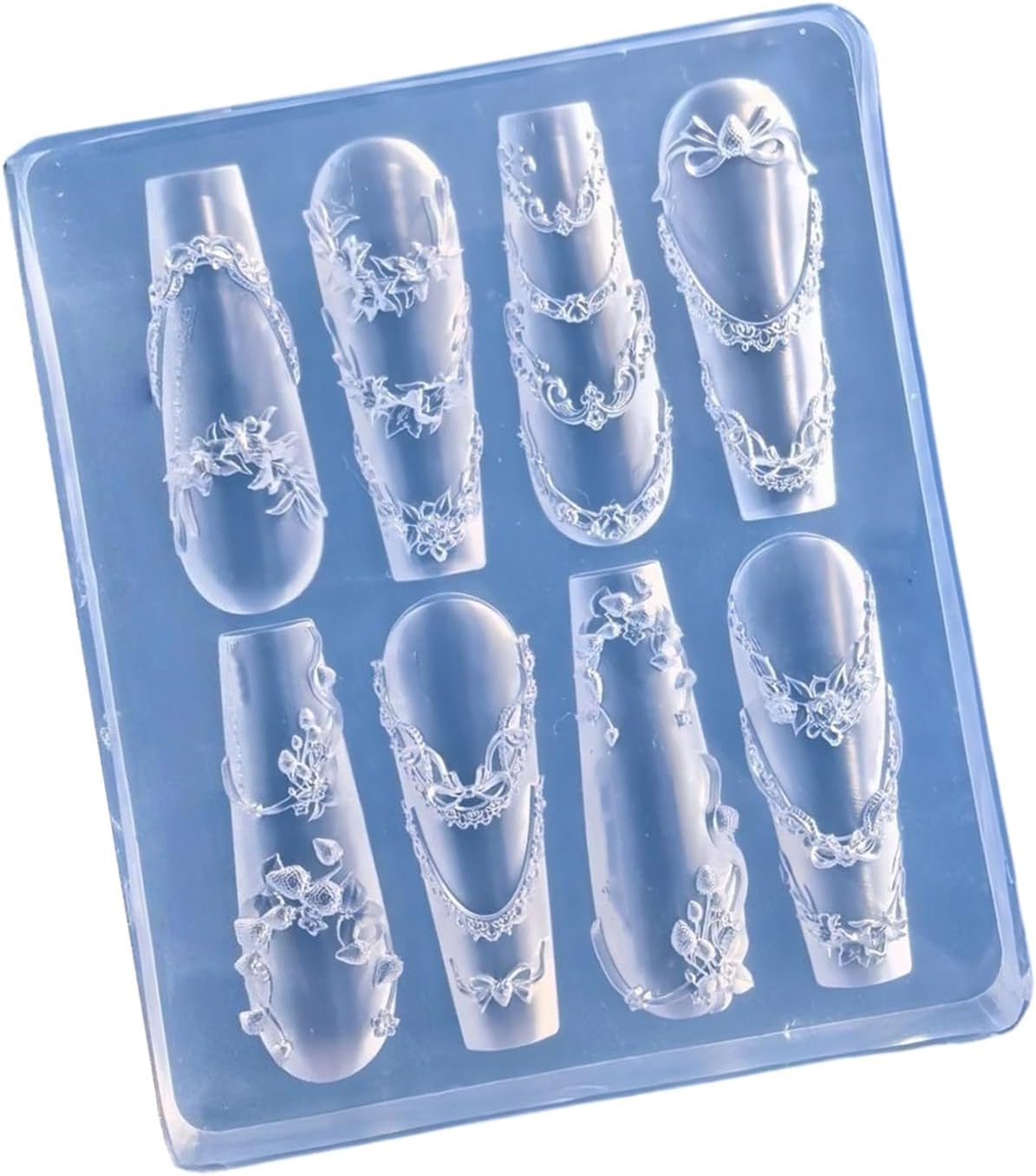 Nails Art Silicone Mold Reusable Frame Template Suitable for Resin Charms Creative Crafting Tool with Detailing Texture Nail Art Silicone Mold