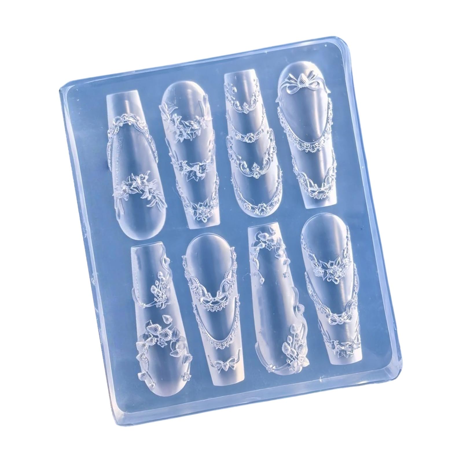 Moule à ongles en silicone avec motifs amovibles pour manucure créative et décoration d'ongles