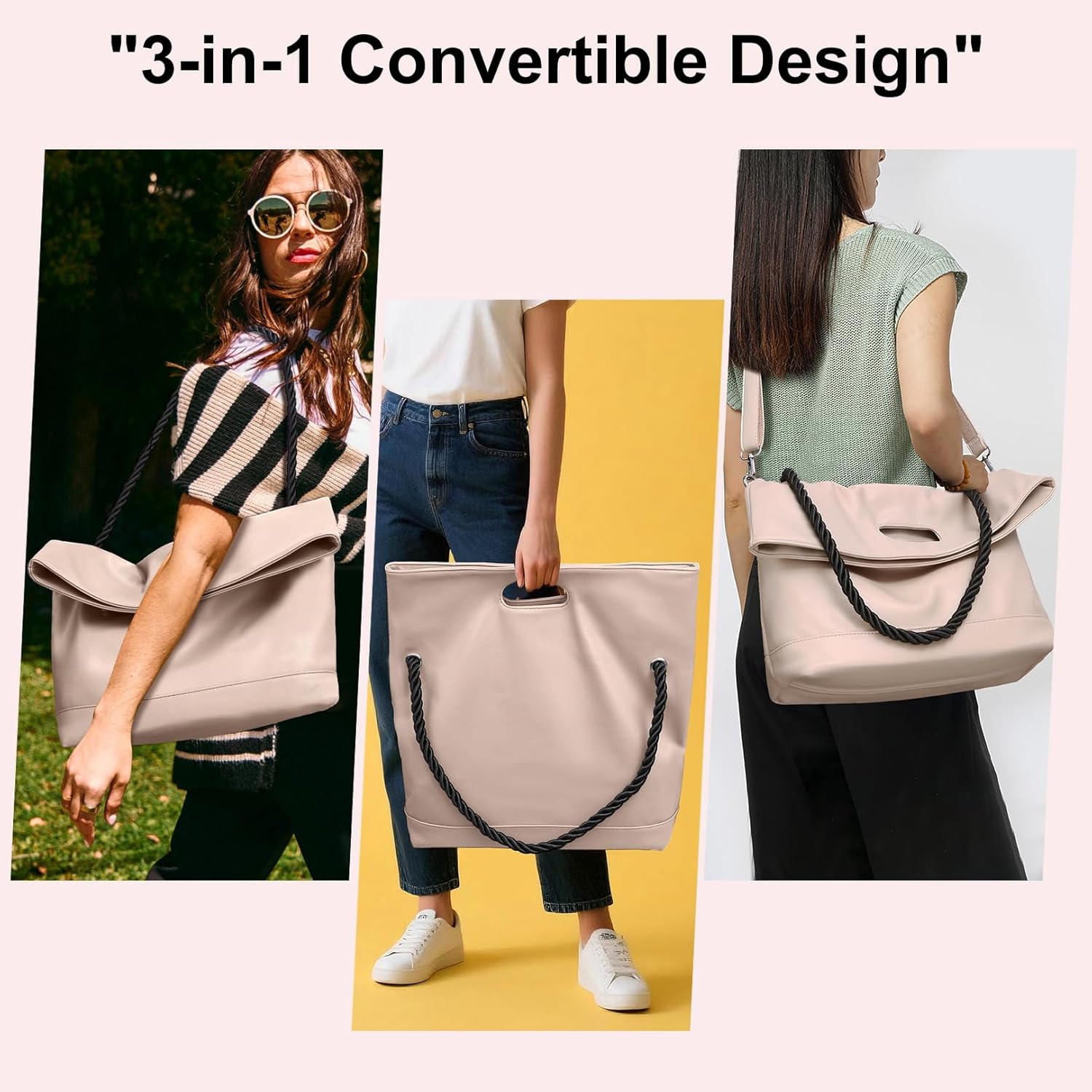 Large Tote Bags for Women Hobo Crossbody Purses Leather Shoulder Handbags Work Ladies Bags with Adjustable Strap - Image 2