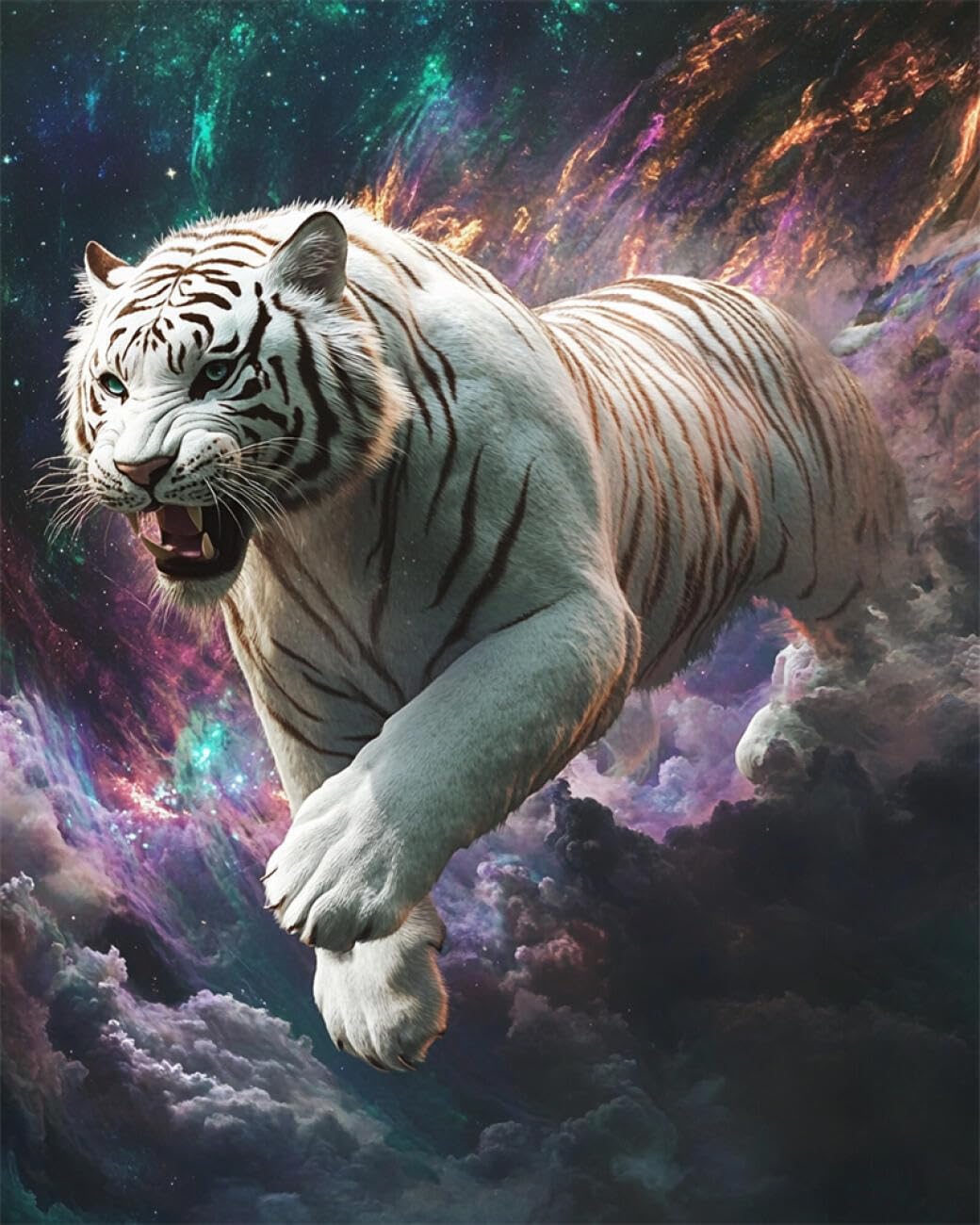 RKFLGEW DIY Embroidery Set Anime White Tiger 40x50cm
