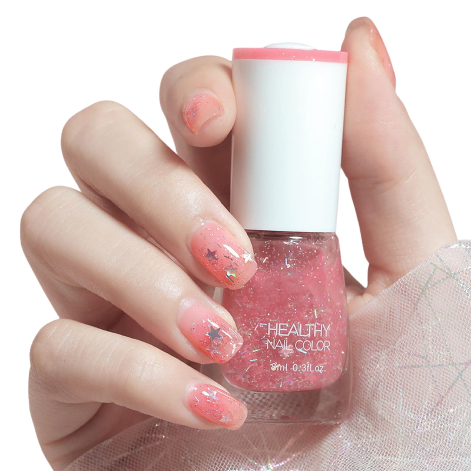 TBeautfave Pink Glitter Nail Polish, Peel off Nail Polish Quick Dry & Long Lasting Nail Polish Colourful Glitter Nail Varnish Natural Healthy Water Based Non-toxic Nail Varnish, 28StarryGirl