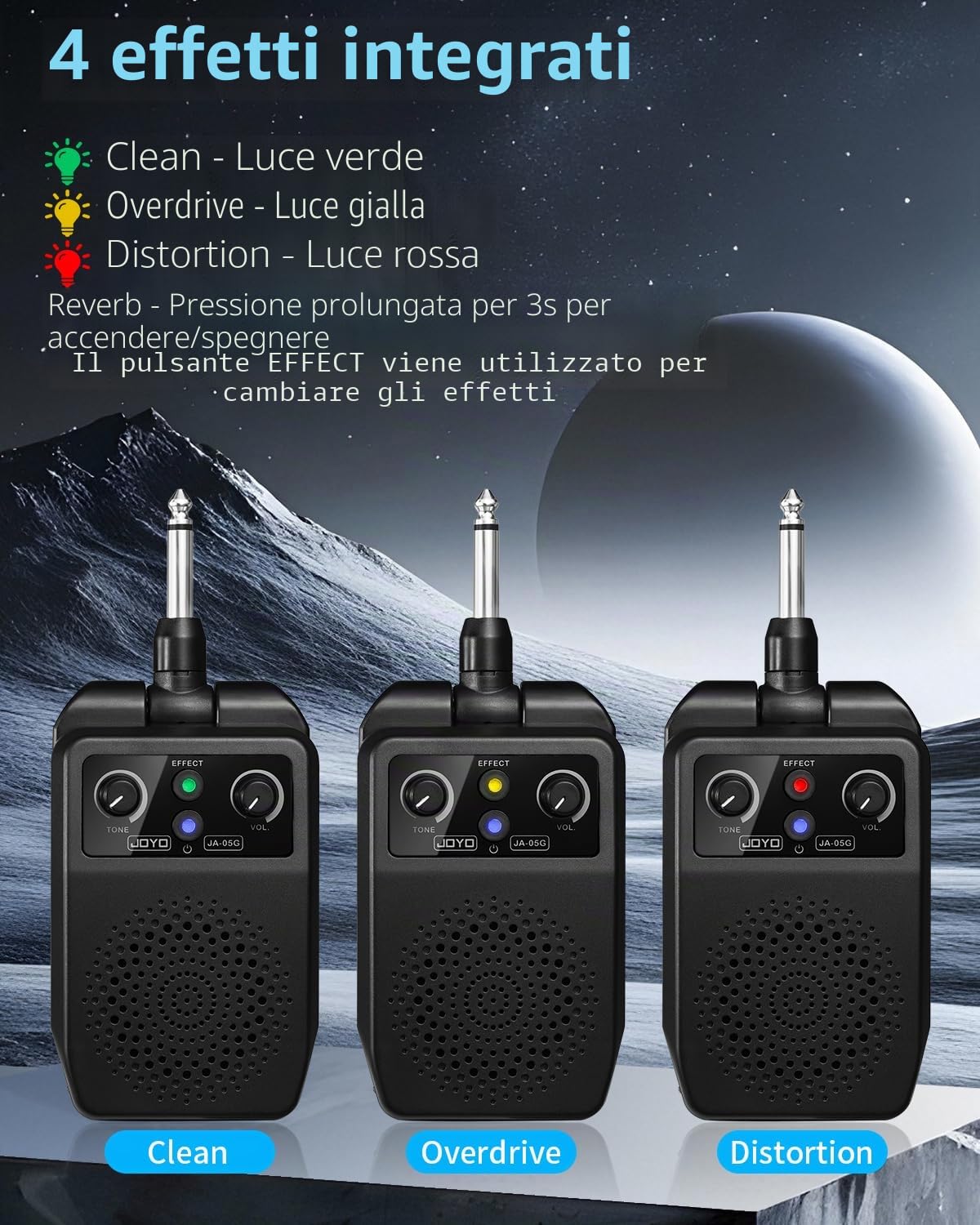 JOYO Mini amplificatore per chitarra portatile 5 W Bluetooth ricaricabile con effetti integrati