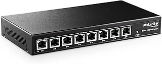 MokerLink 8 Port 2.5 Gigabit PoE Switch, 8 x 2.5G Ethernet Ports, 8 Port PoE IEEE802.3af/at, 120W, Compatible with 10/100/1000Mbps, Unmanaged Fanless Wall Mountable Network Switch