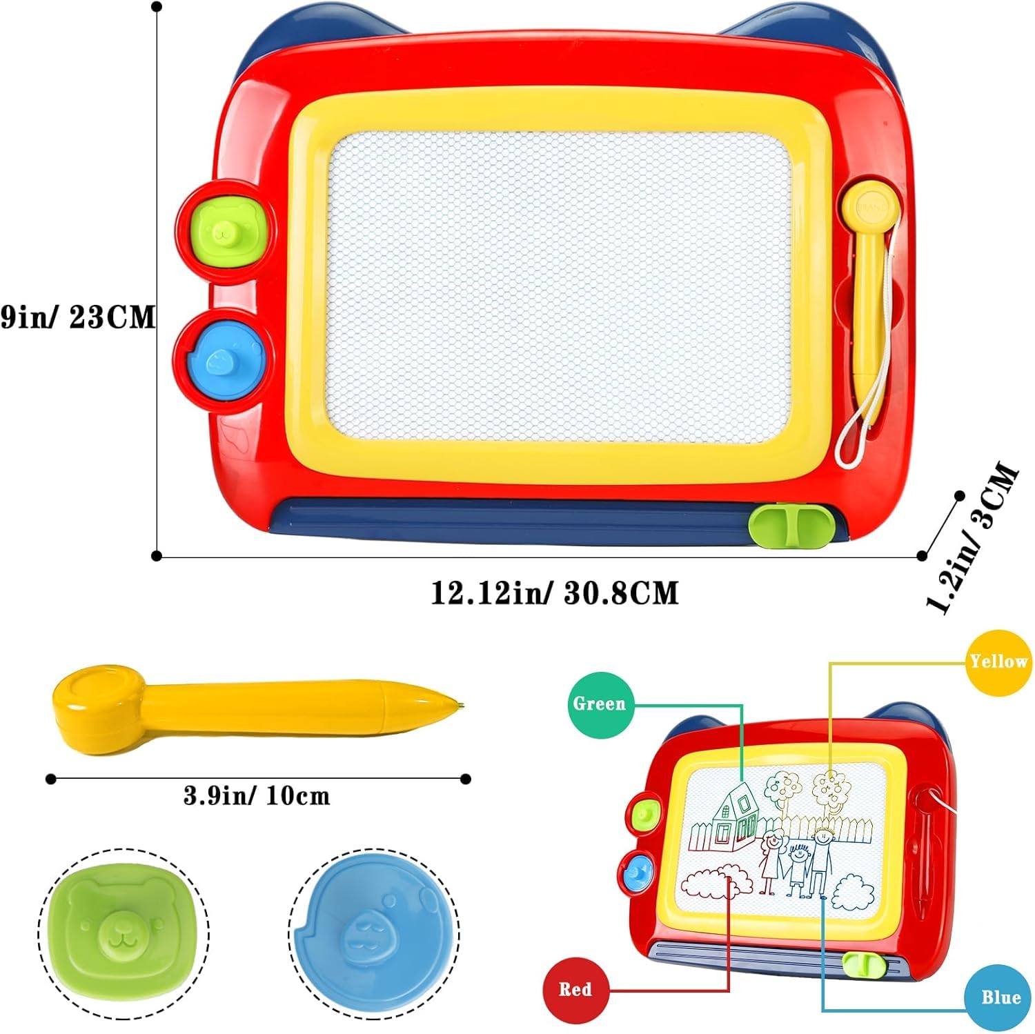 TOYIQ Magnetic Drawing Board, Toddler Girl Toys for 1-3 Year Old, Doodle Board A Etch Colorful Sketch Magnet Erasable Pad, Educational Learning Toys for Kids Gifts Birthday Travel Activities 3