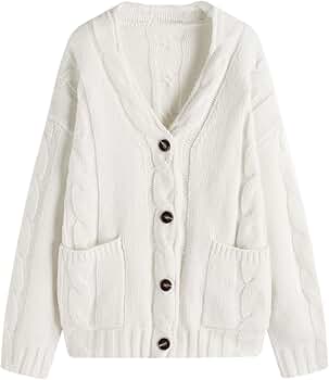 CIDER Cardigan Sweater for Women V Neck Cable Knit Long