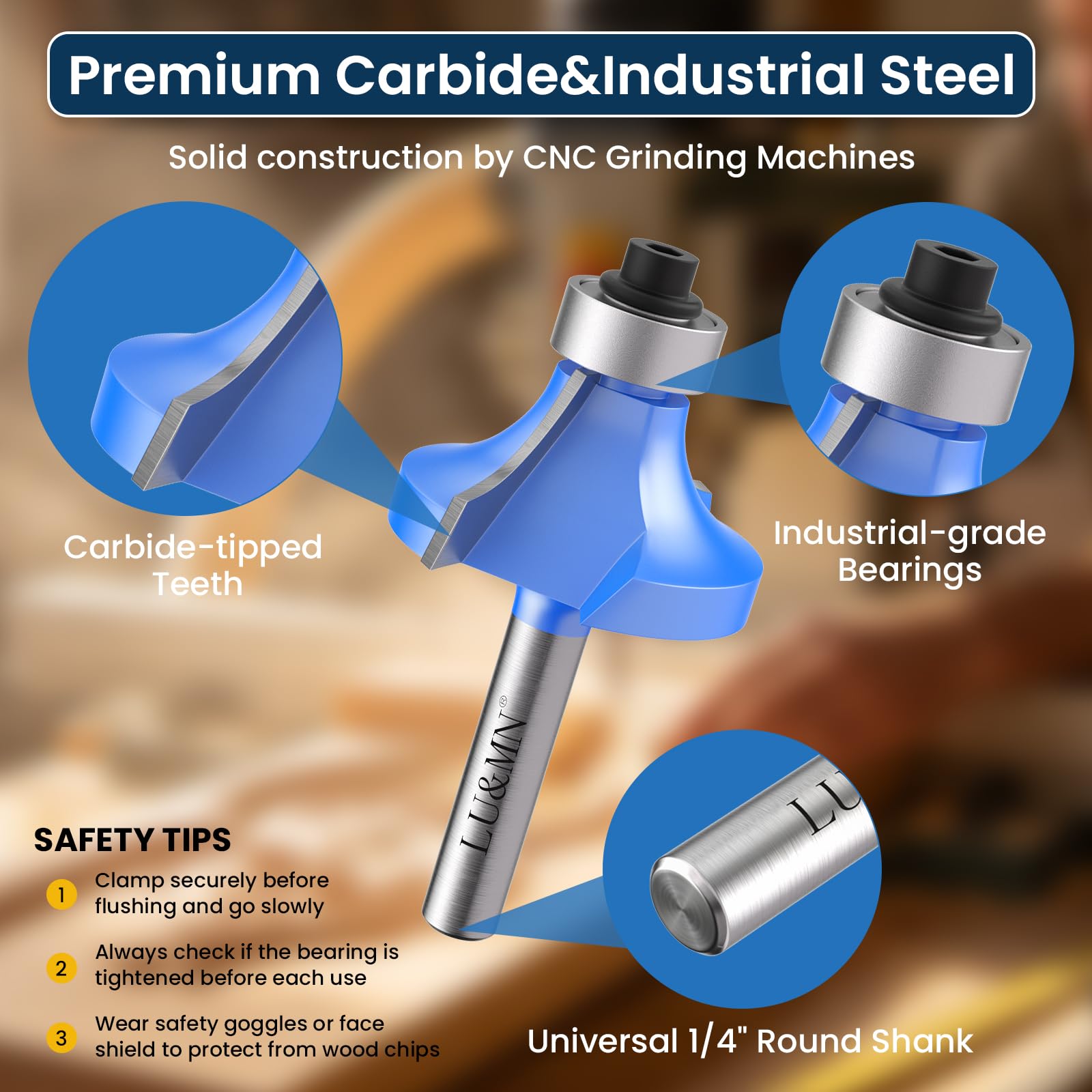LU&MN Carbide Router Bits - 15 Piece Set -3 LU&MN Carbide Router Bits - 15 Piece Set -3