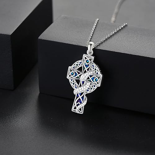 Miniatura 4 de Collar de cruz para mujer de plata de ley 925 con nudo celta, collar de cruz con colgante de cruz crucifijo, regalo de joyería