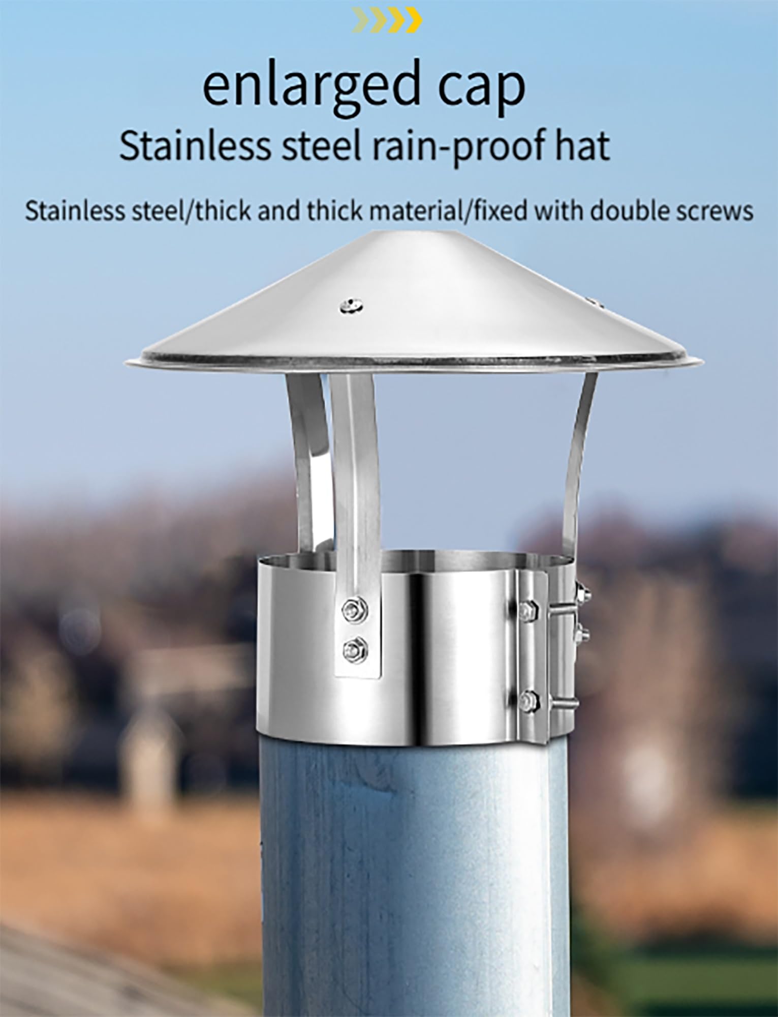 Sfiato di scarico cappello,sfiato tubo cappello per tetto Cappello per camino- acciaio inox cono Top sfiato copertura per tetto & Stove tubi, pioggia & Snowproof canna fumaria protezione(9cm/3.5in)