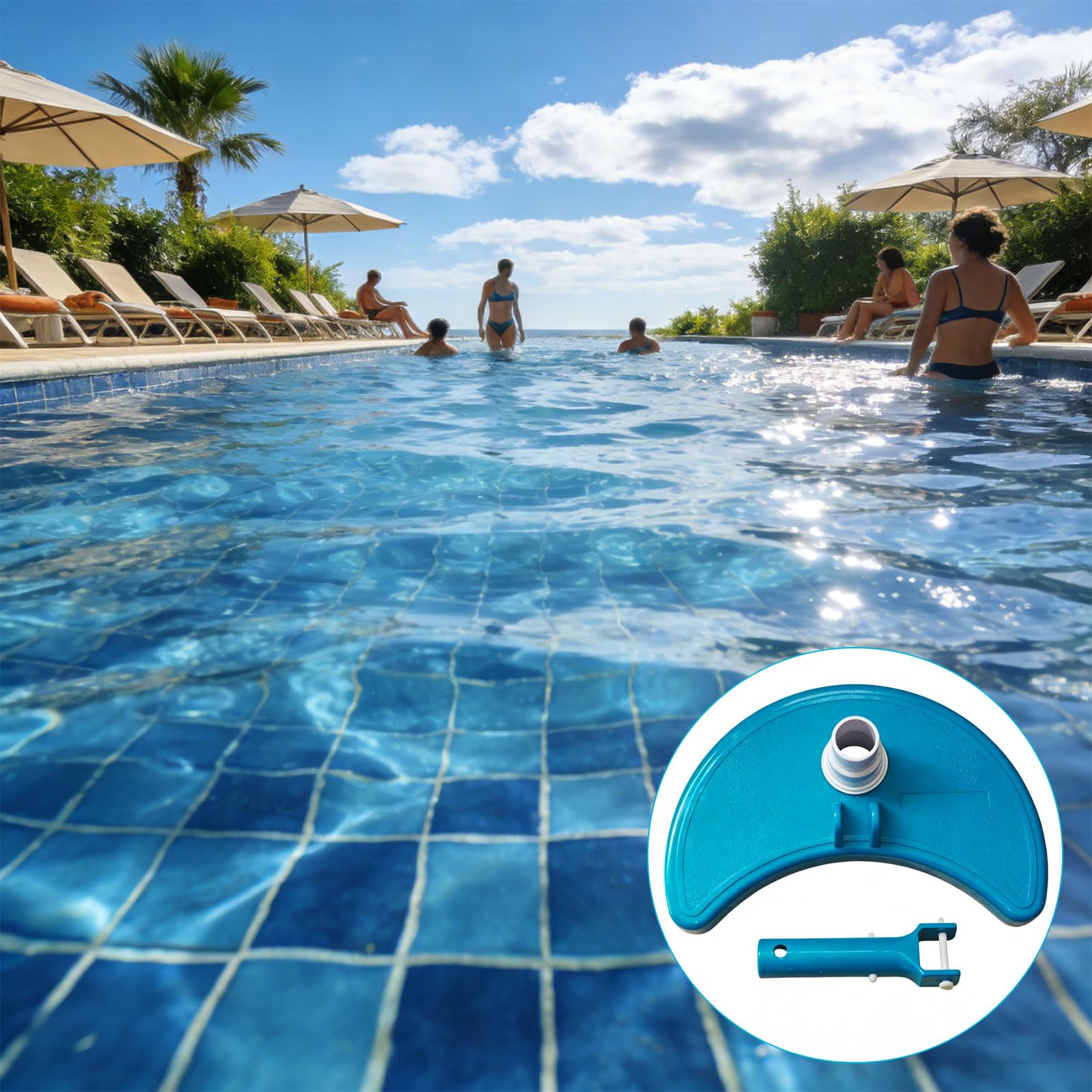 Cabezal de aspiradora para piscina con maniobrabilidad y cepillos de fregado para un mantenimiento completo, limpiador de mangueras giratorias