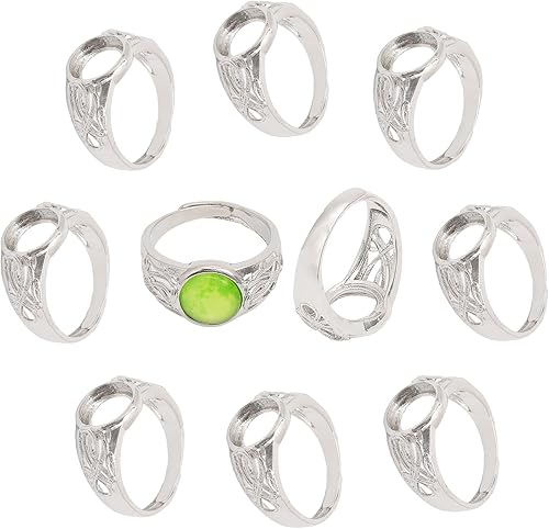 CHGCRAFT 10 piezas de anillos en blanco de latón ajustables Platino Plano Redondo Base de Anillo Ajustes en Blanco para Anillos Suministros de