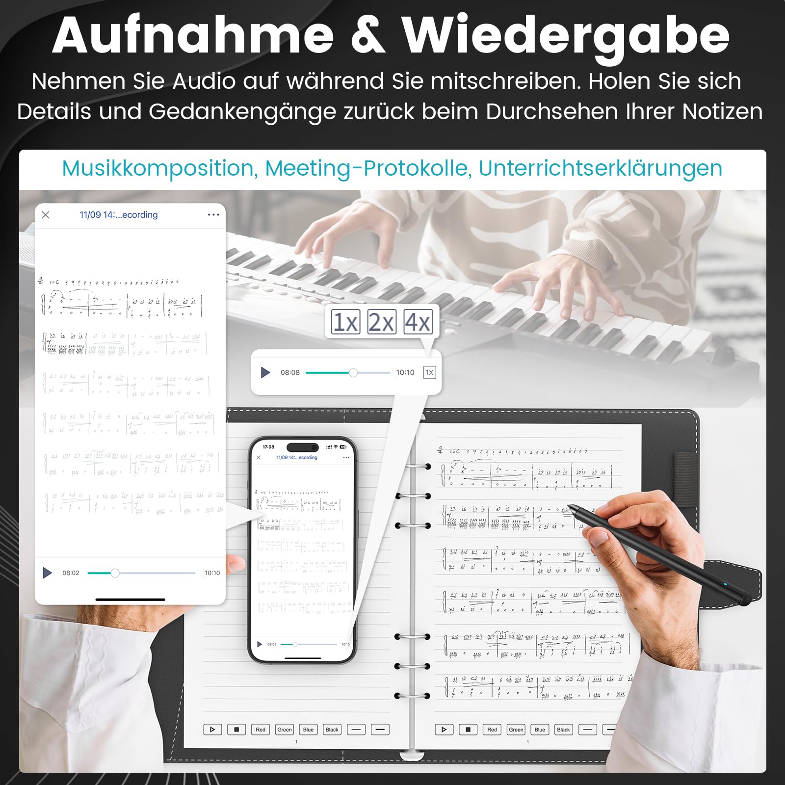 NEWYES Syncpen 3 Set, Smart Pen mit Tablet und Digitales Notizbuch &6 Refills, Echtzeit-Synchronisation& Smart Texterkennung für Student,Lehrer, Meetings, Vorlesungen oder Kreatives Arbeiten