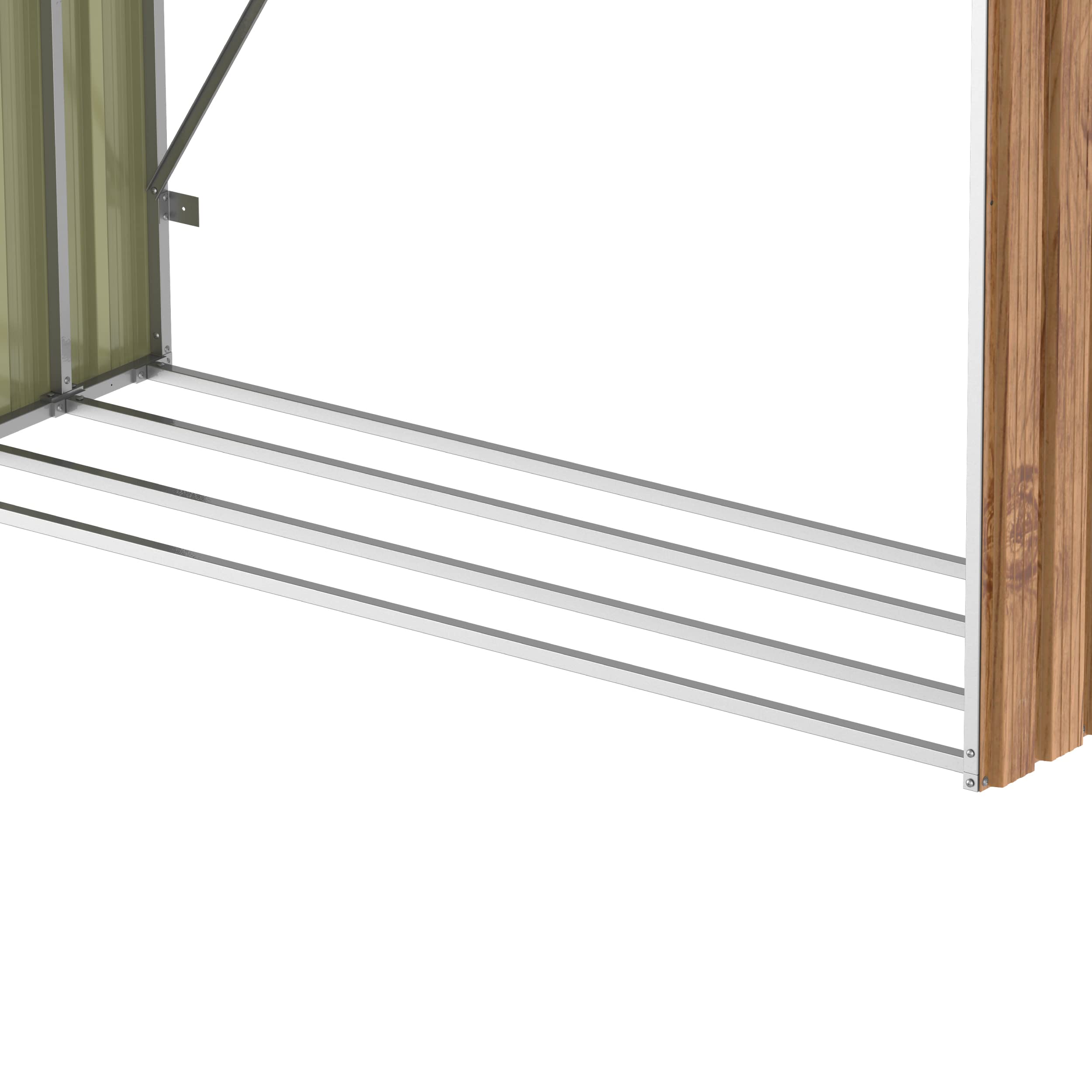 Duramax WoodStore Combo 8 x 3 Kaminholzunterstand, Holzlager mit seitlich geschlossenem Stauraum, Tür mit Schlüssel abschließbar, Boden zum Anheben des Holzes, Holzmaserung