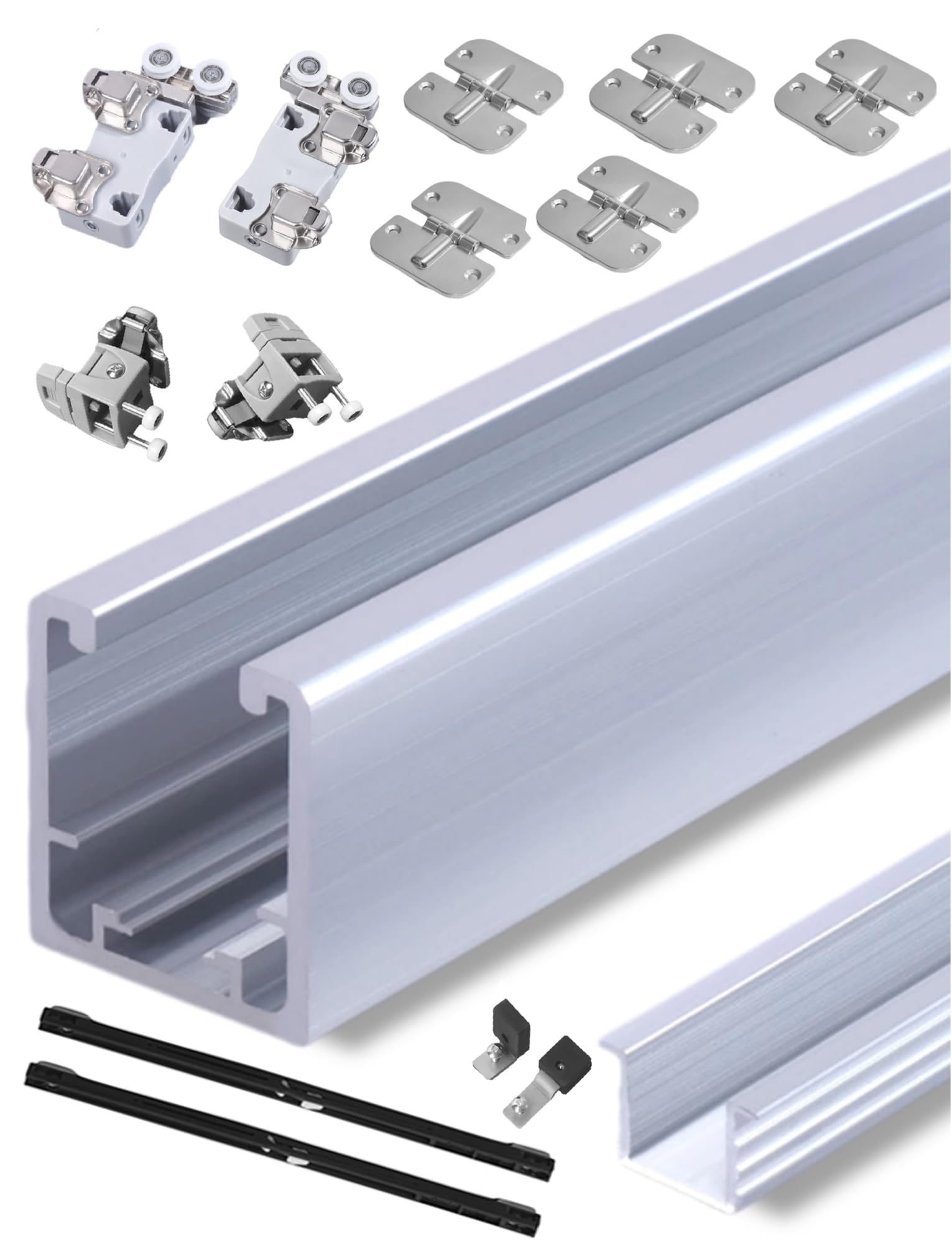 Genérico Rieles de Empuje y tracción for Puertas Plegables, Accesorios de herrajes for Puertas de baño, Cocina, balcón y Cierre de amortiguación.(150cm)