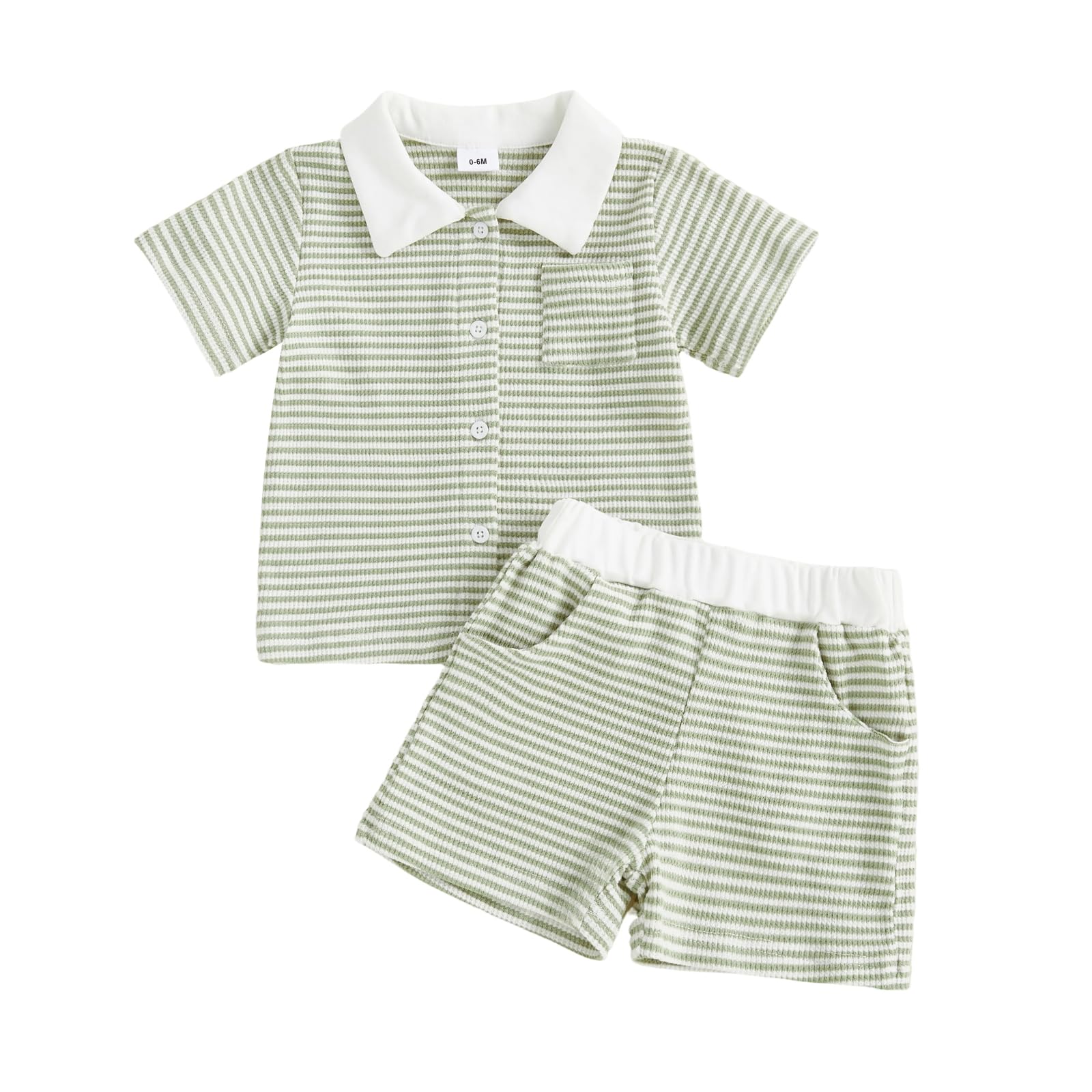 Baby Toddler Boy Clothes Striped Button Down Shirt Tops + Elastic Waist Shorts Infant Boys Summer Outfits 2PCS Sets
