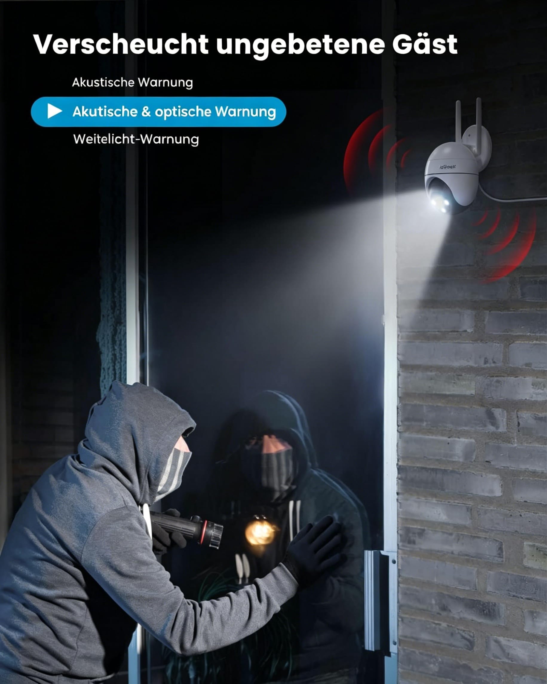 ieGeek 2K Überwachungskamera Aussen mit Kabel - 2,4/5G & 360°PTZ, 2 Stück | Automatische Verfolgung, WiFi Dome Outdoor IP Kamera, Farbige Nachsicht, Bewegungserkennung, Zwei-Wege-Audio, 24/7 Aufnahme