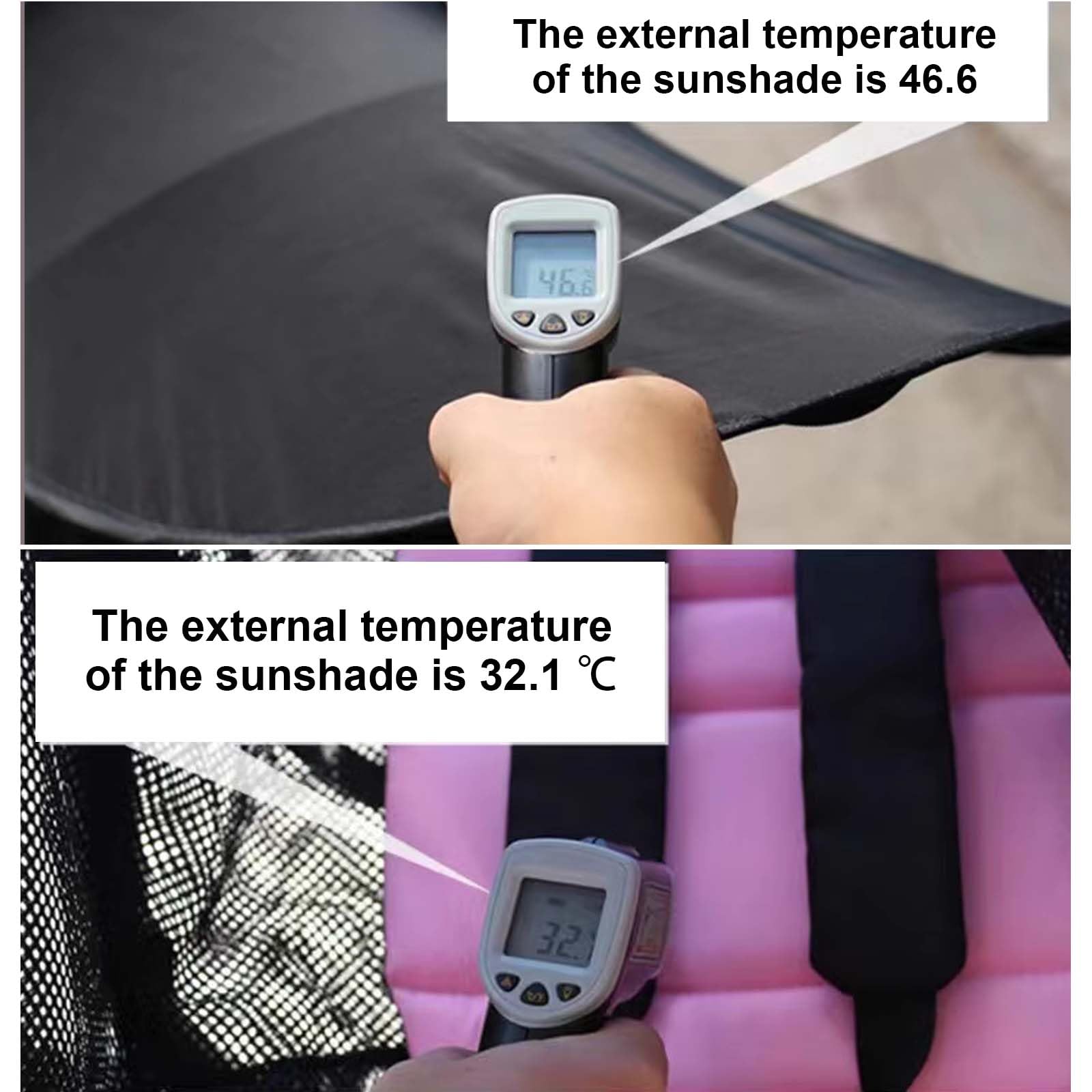 Tenda per Passeggino, Capottina Parasole Passeggino, Telo Parasole per Carrozzina e Passeggino, Parasole per Passeggino, Tenda per Passeggini Protezione Solare per Passeggino, Anti-UV, Nero