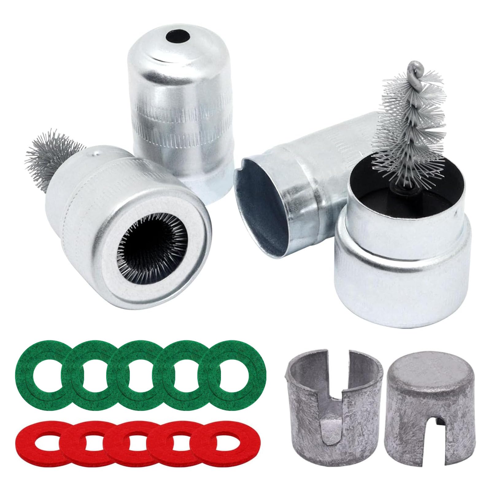 Battery Terminal Cleaner Kit, 2pcs Battery Terminal Brush, 2pcs Lead Shims, 10pcs Anti-Corrosion Fiber Washers, for Car Marine Boat RV
