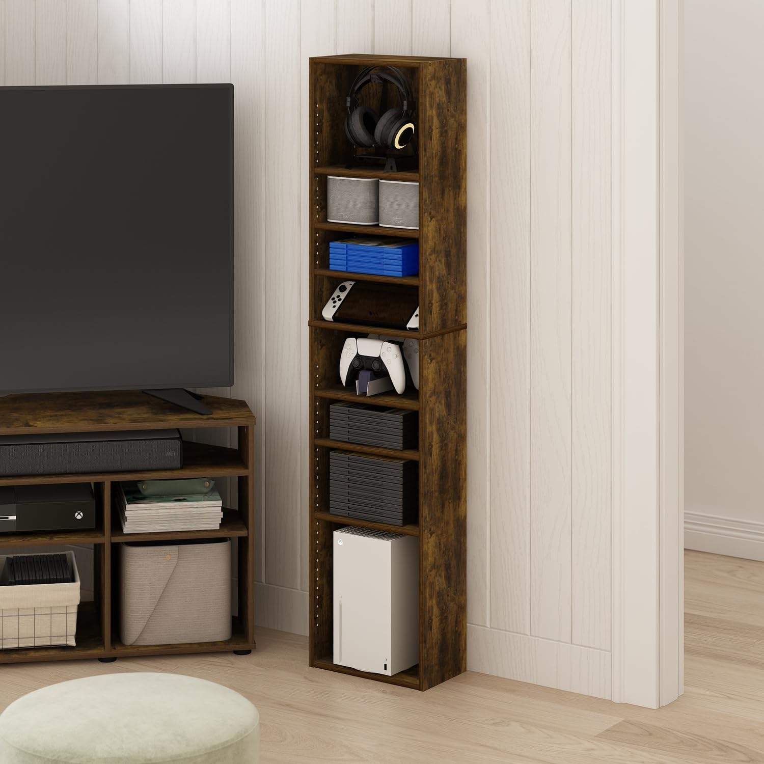 Amazon.com: Furinno Indo DVD Shelf, 8-Tier CD Rack, Media Shelf