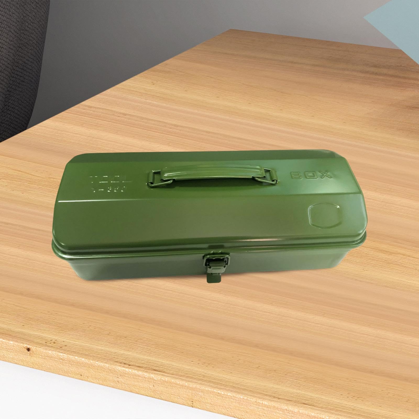 perfk Caja de herramientas de metal Caja de herramientas vacía Talleres de garaje Baúl de herramientas Multiusos Cerradura con asa Estuche de herramientas, Verde