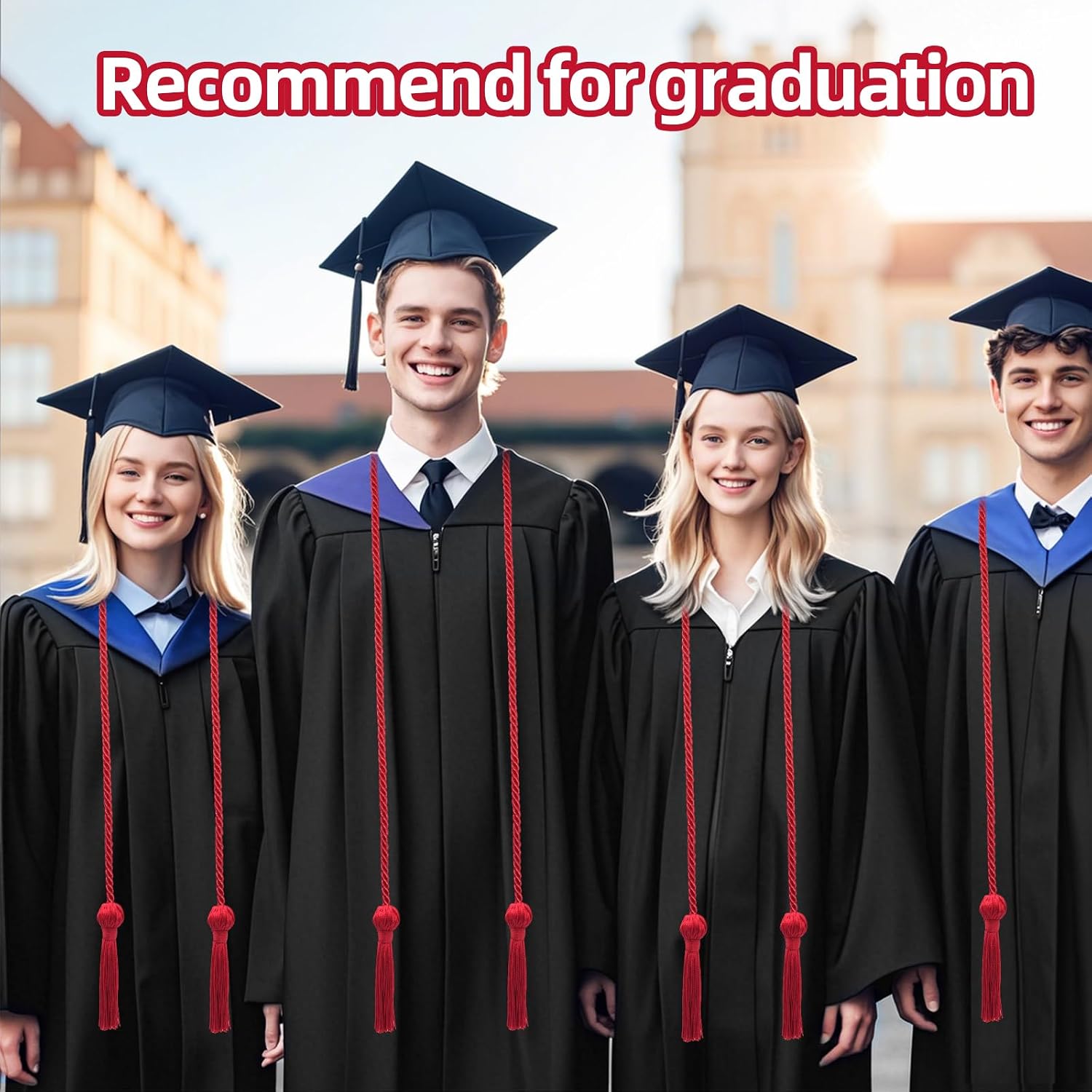16 Pack Red Graduation Honor Ropes Cords Bulk, Yarn Honor Cords with Tassel for High School Bachelor Gown College Graduation 2026(Red)