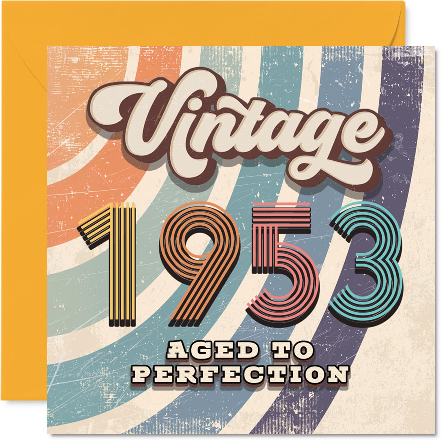 73rd Birthday Card for Men Women - Vintage 1953 Aged To Perfection - Happy 73 Birthday Cards for Uncle Auntie Cousin Grandma Dad Wife, 145mm Bday Greeting Cards