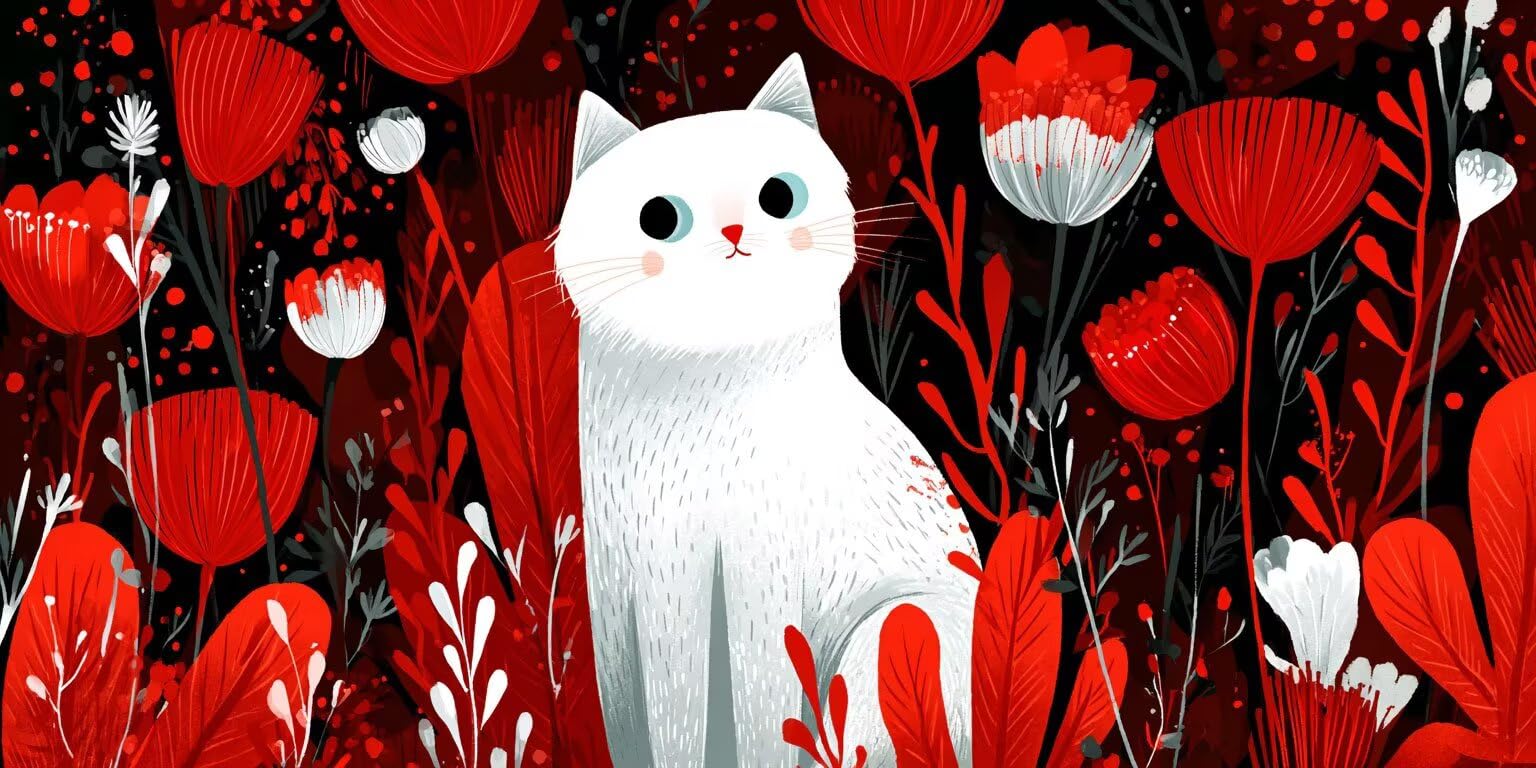 Pintar por Numeros Adultos, White Cat Garden, 70x90cm 7JGWX-4
