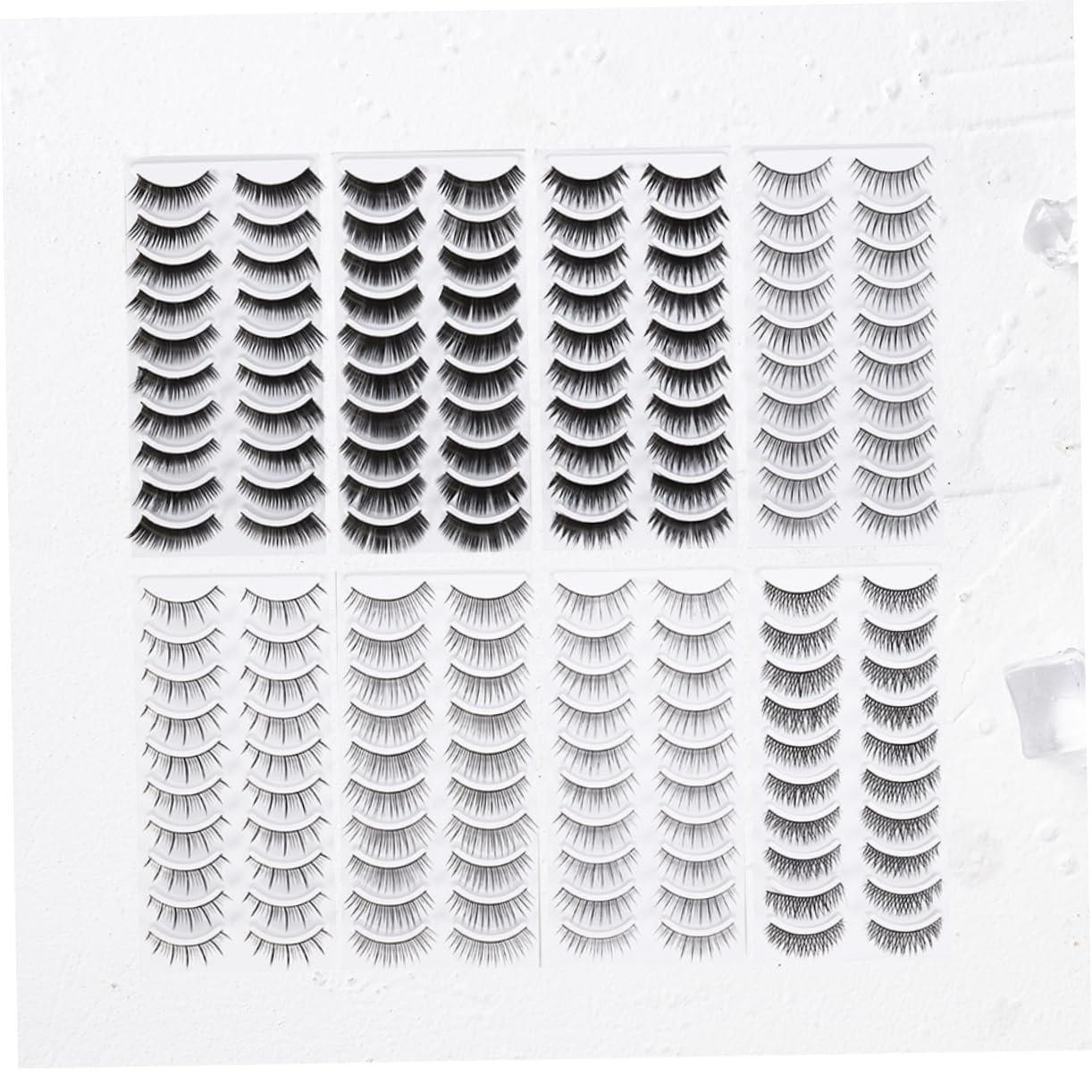 Künstliche Wimpern Satz 160 Paar, Faser, 8 Stile, Schwarz