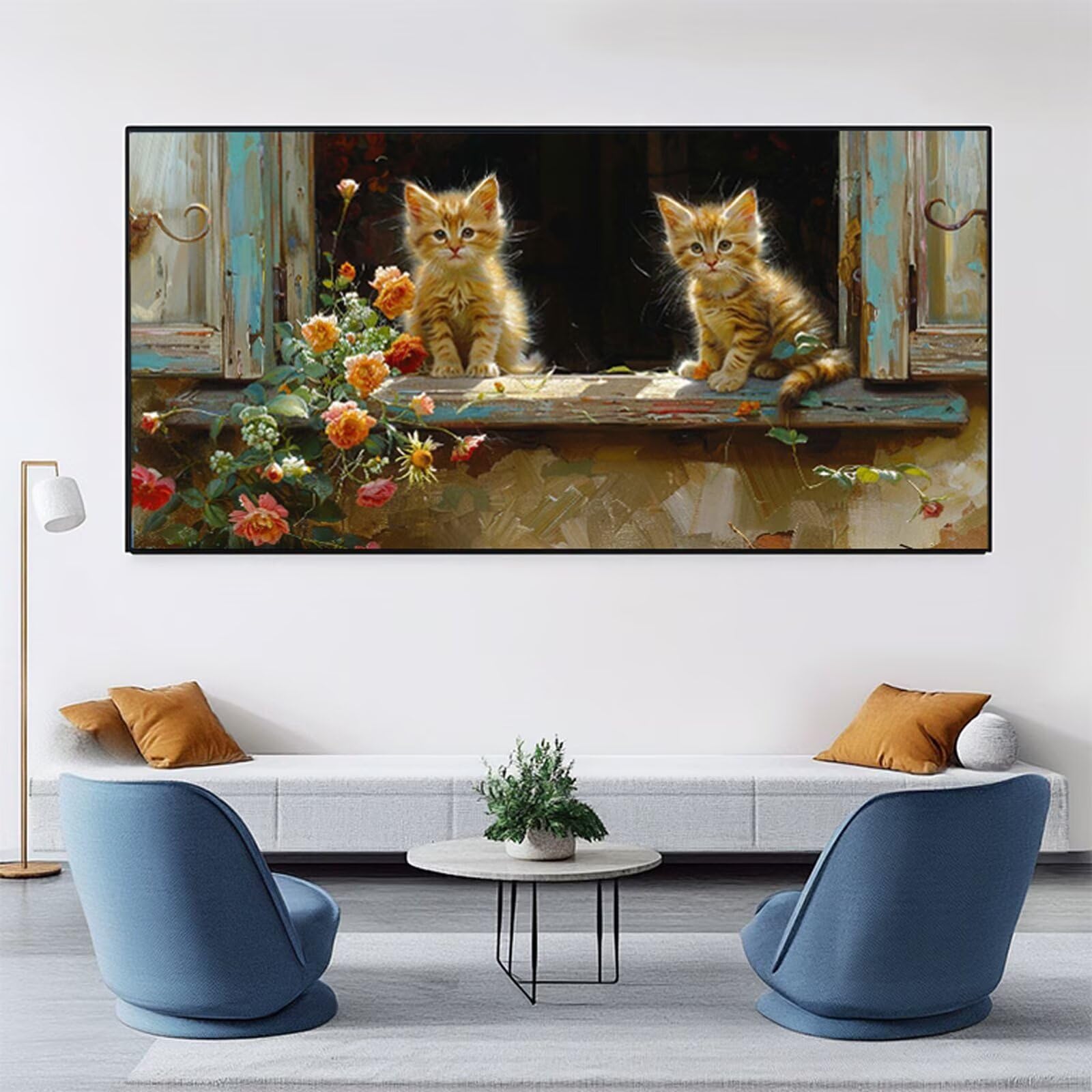 Peinture Numero Chat Peinture par Numero Adulte Mignon Paint by Numbers for Adults, Numéro D'Art Kit avec Pinceaux et Acryliques, Activité Manuelle Pour Décoration Maison 100x200cm (Sans Cadre) RB-640