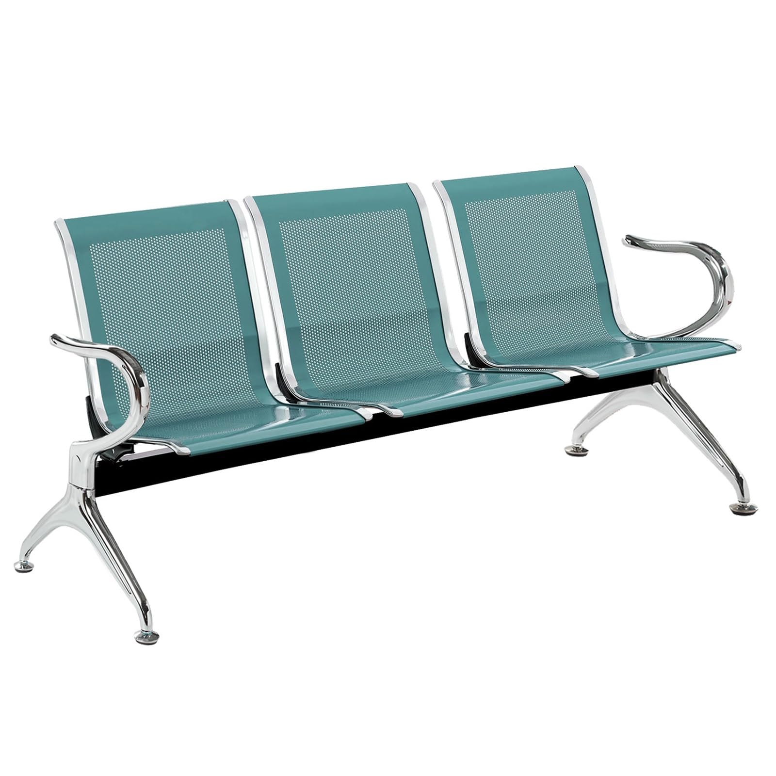 AYCDL 3 Seat Office Guest Reception Chairs Waiting Furniture Bench Airport Reception Seat Benches with Backrest and Armrests Guest Reception Chair for Airport Market,Green