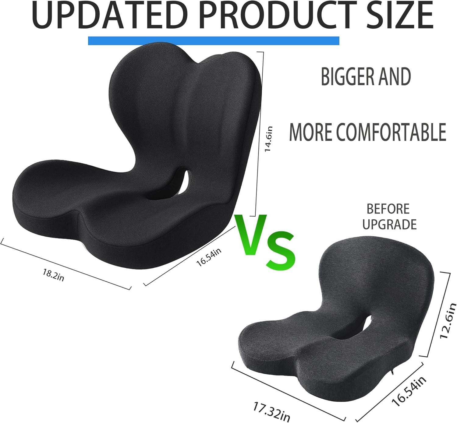 Ergonomic Lab-Designed Memory Foam Seat Cushion for Office Chair, Car Seat for Driving, Truck Seat, Driver Seat, Sciatica, Tailbone & Coccyx Pain Relief, Lumbar and Lower Back Support(Black - Image 2