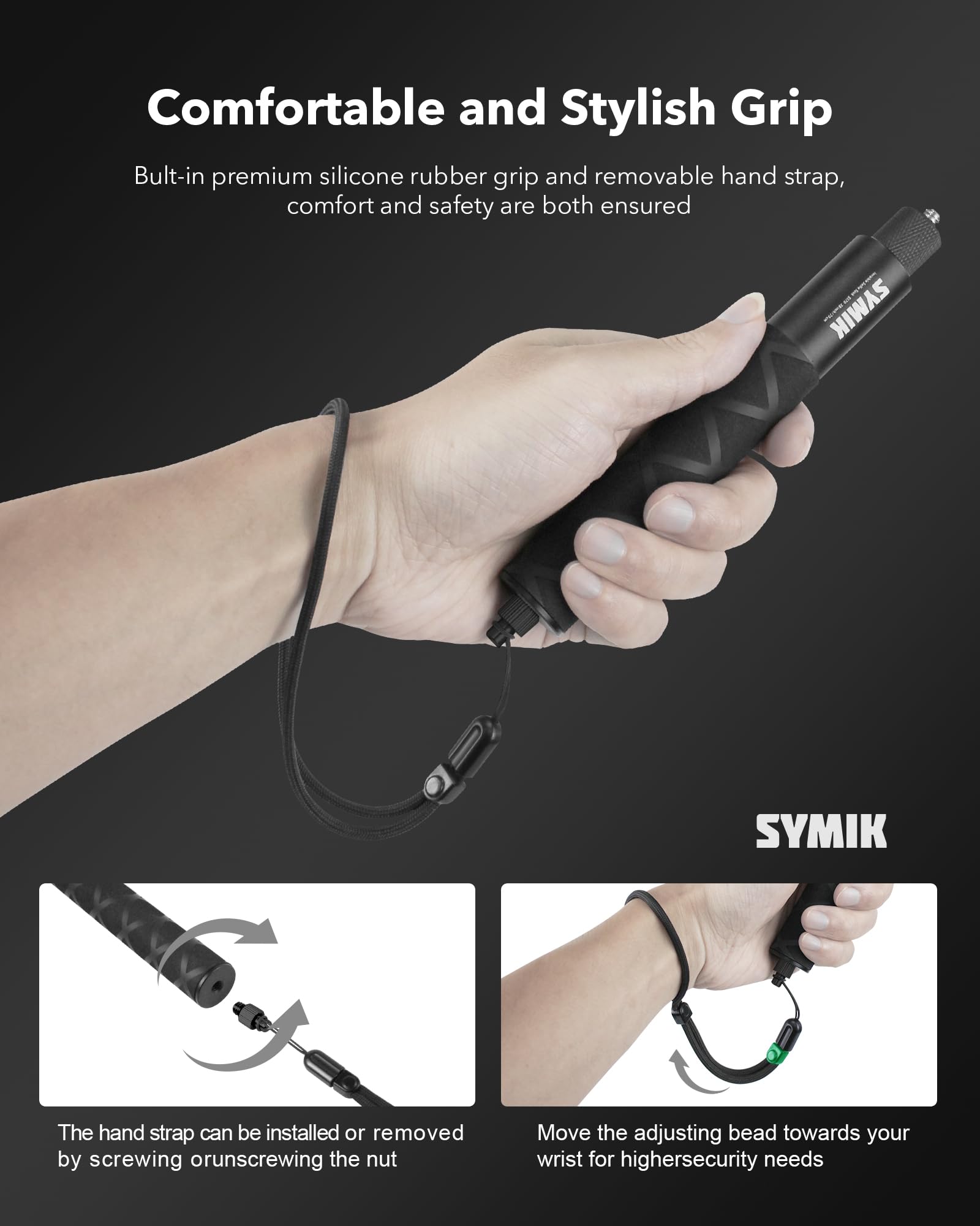 SYMIK Unsichtbarer Selfie-Stick für Insta360 (70 cm / 27,6 Zoll), Verlängerungsstab aus Aluminiumlegierung, tragbare ausziehbare Einbeinstativstange für Insta 360 X5 X4 Air X3 ONE X2 für DJI Osmo 360