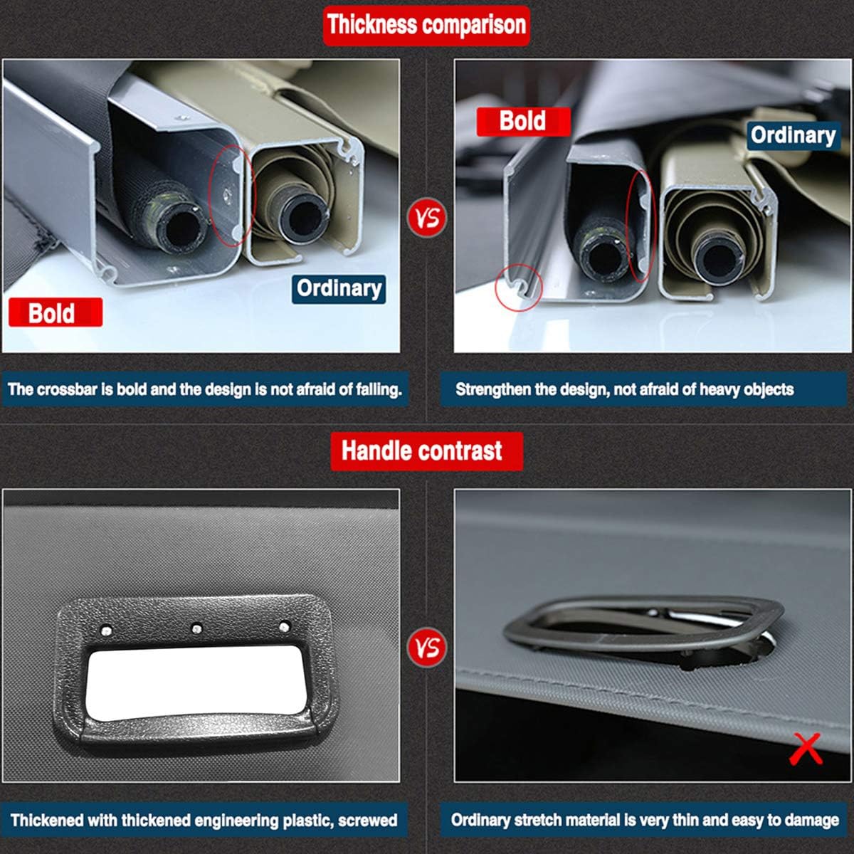 Autoxrun Cargo Cover Compatible for Toyota RAV4 2013 2014 2015 2016 2017 2018 Retractable Rear Trunk Cover Security Shade Shield No Gap