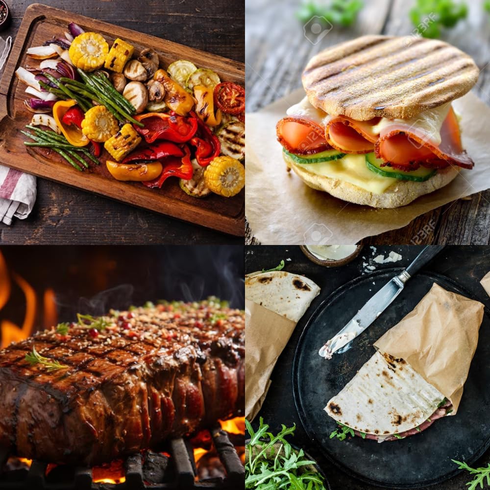 BEHOME Griglia Elettrica Antiaderente in Ghisa con Piastre Removibili 2000W | Griglia Elettrica Barbecue Temperatura Regolabile e Vaschetta Raccogli Grasso
