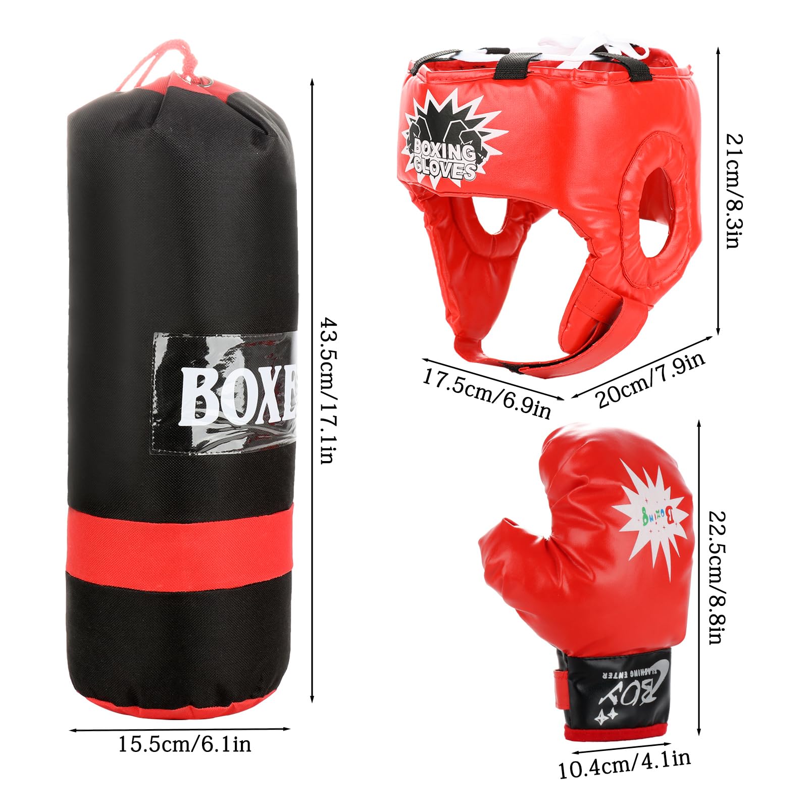 Ensemble de de Boxe pour Enfants, Rembourrage en Cuir PU Absorbant Les Chocs et EVA, Mitaines de Frappe, Kit de Kick Pack pour Entraînement de
