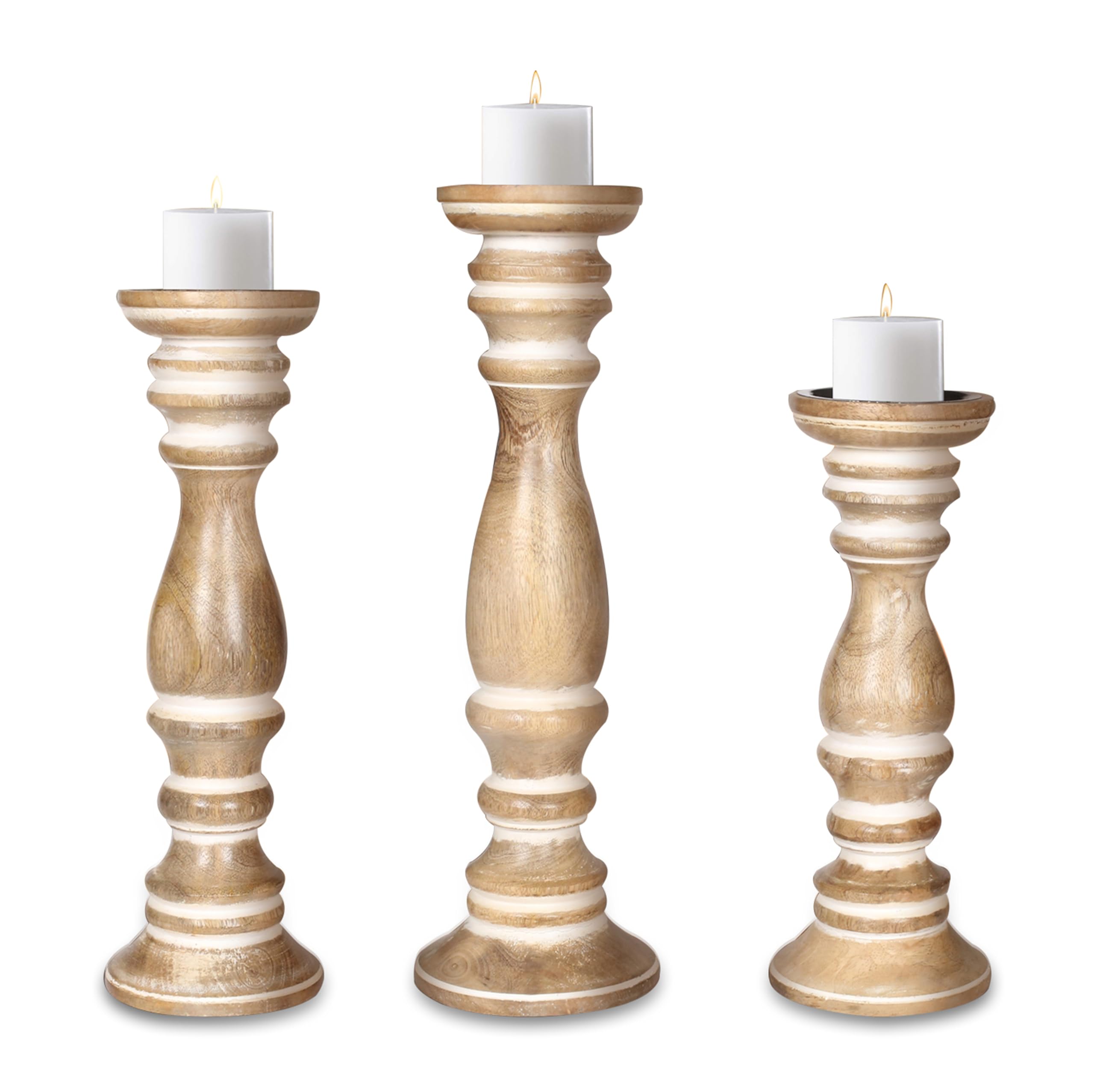 Bougeoirs piliers en bois, cadeau idéal de mariage et fête