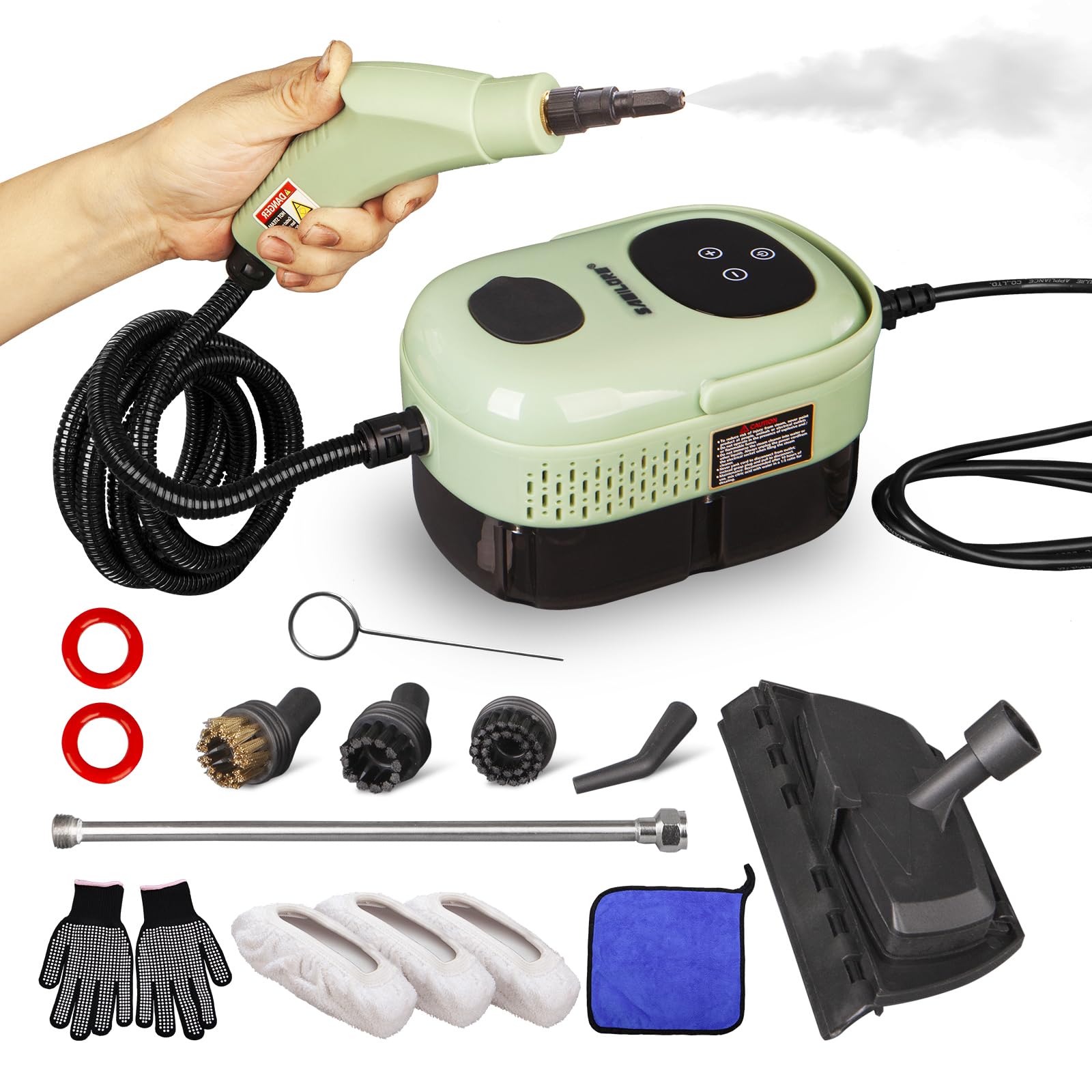 Samilore Handheld Steam Cleaner Multipurpose Portable Steamer Upholstery Cleaner Machine, Carpet Couch Clothes Mattress Car detailing Kitchen Floor Steamer Cleaning HD-1701 Plus Edition