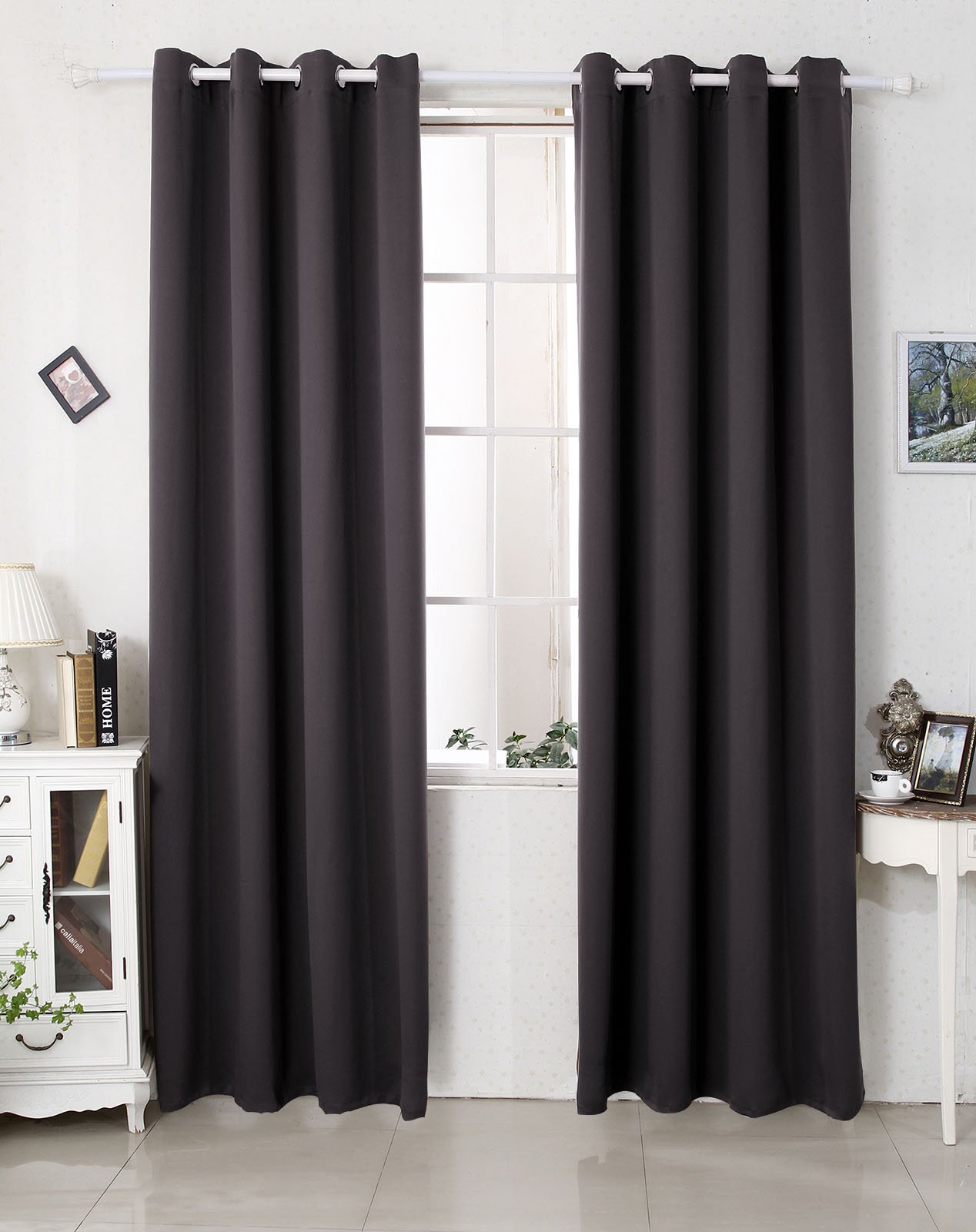 WOLTU Lot de 2 Rideaux Occultant avec Œillets, 135x225cm, Anthracite | Isolation thermique, Protection lumière, Réduction du bruit, Salon et chambre, Dimensions variées, Pose facile