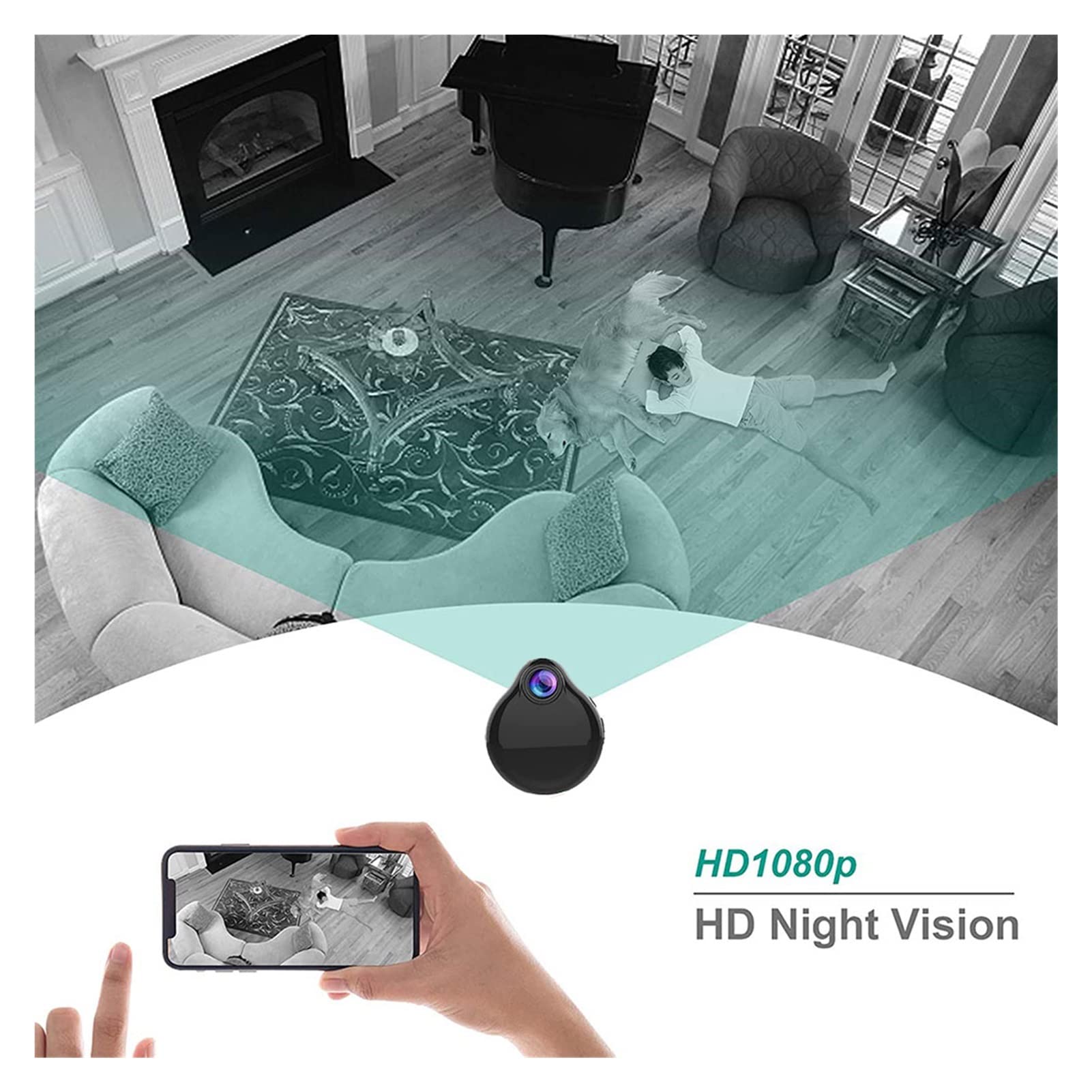 Kamera nasobna HD 1080p. Mini. IP. Kamera WiFi Bezprzewodowa Niania Cam Night Vision Sound Video Recorder Support Pilot Hid Den Kamera(Camera with 64GB)