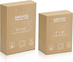 Wevac Vacuum Sealer Bags Bundle - 2 Pack 8"x50' Rolls + 100 Pint 6"x10" Bags, Commercial Grade, BPA Free, Heavy Duty, For Food Saver, Meal Prep, Sous Vide & Freezer Storage