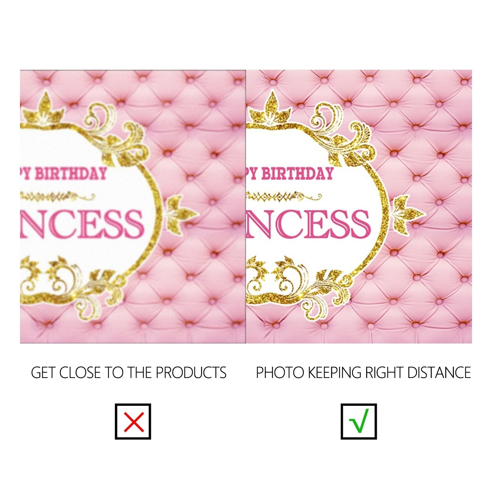 YongFoto 3x2,5m Fondale Foto Testiera in pelle rosa trapuntata Golden Paillettes Ghirlanda Buon compleanno Princess Girl Sfondo Fotografico Photo Booth Compleanno Partito Banner Bambini Photo Studio