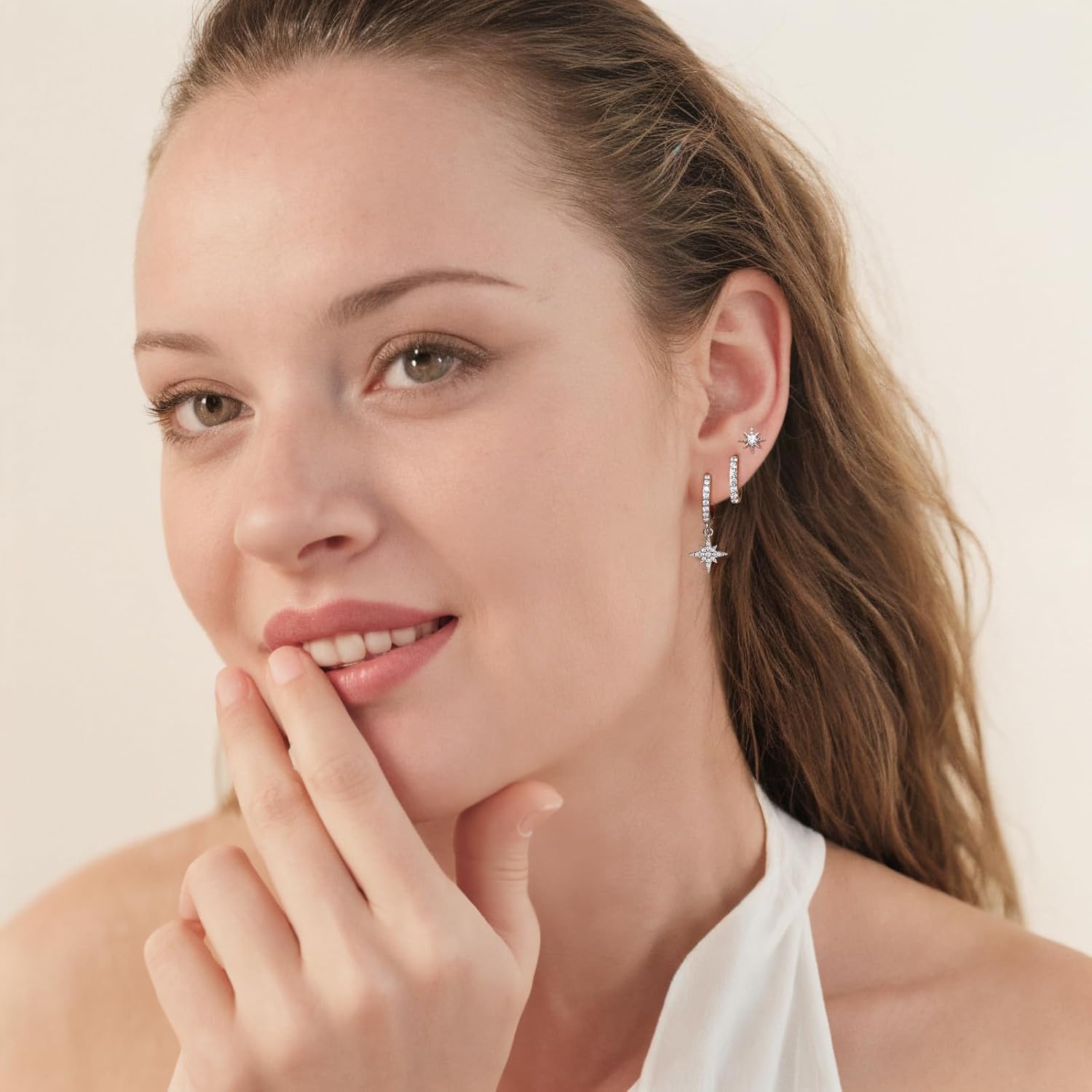 Angelady 14K Gold Plated Earring Sets for Women, Dainty Sun Star Stud Earrings for Multiple Piercing, Trendy Hypoallergenic Huggie Hoop Earrings, Cartilage Dangle Earring Stacks Jewelry Gifts - Image 2