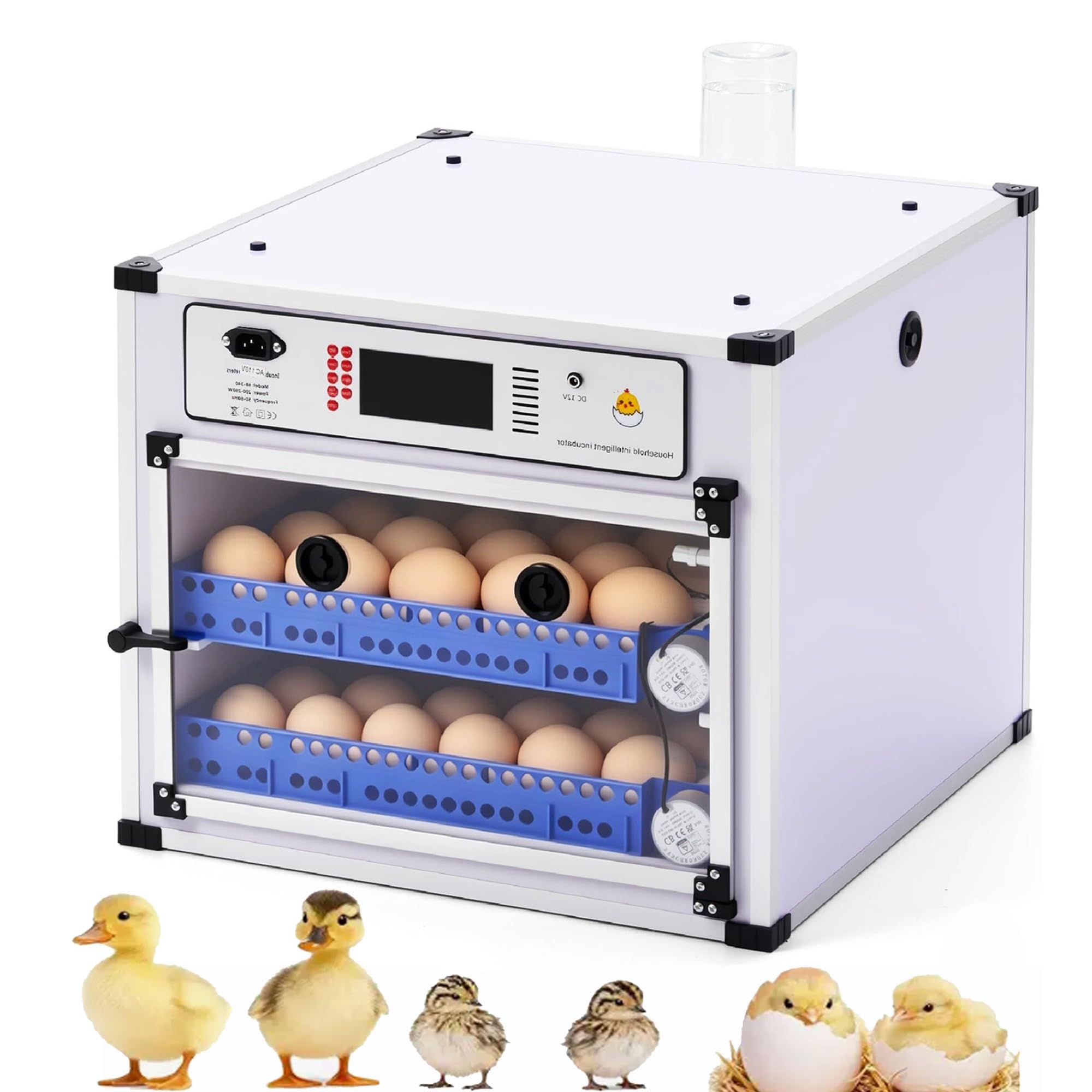Incubatrice Automatica 136 Uova con Controllo Digitale di Temperatura e Umidità, Girello Automatico & di Rabbocco Acqua per Uova di Pollo Anatra Oca Quaglia Piccione